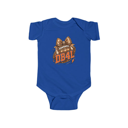 Infant Football Bow Bodysuit – "QB4L" Cute Baby Onesie for Game Day