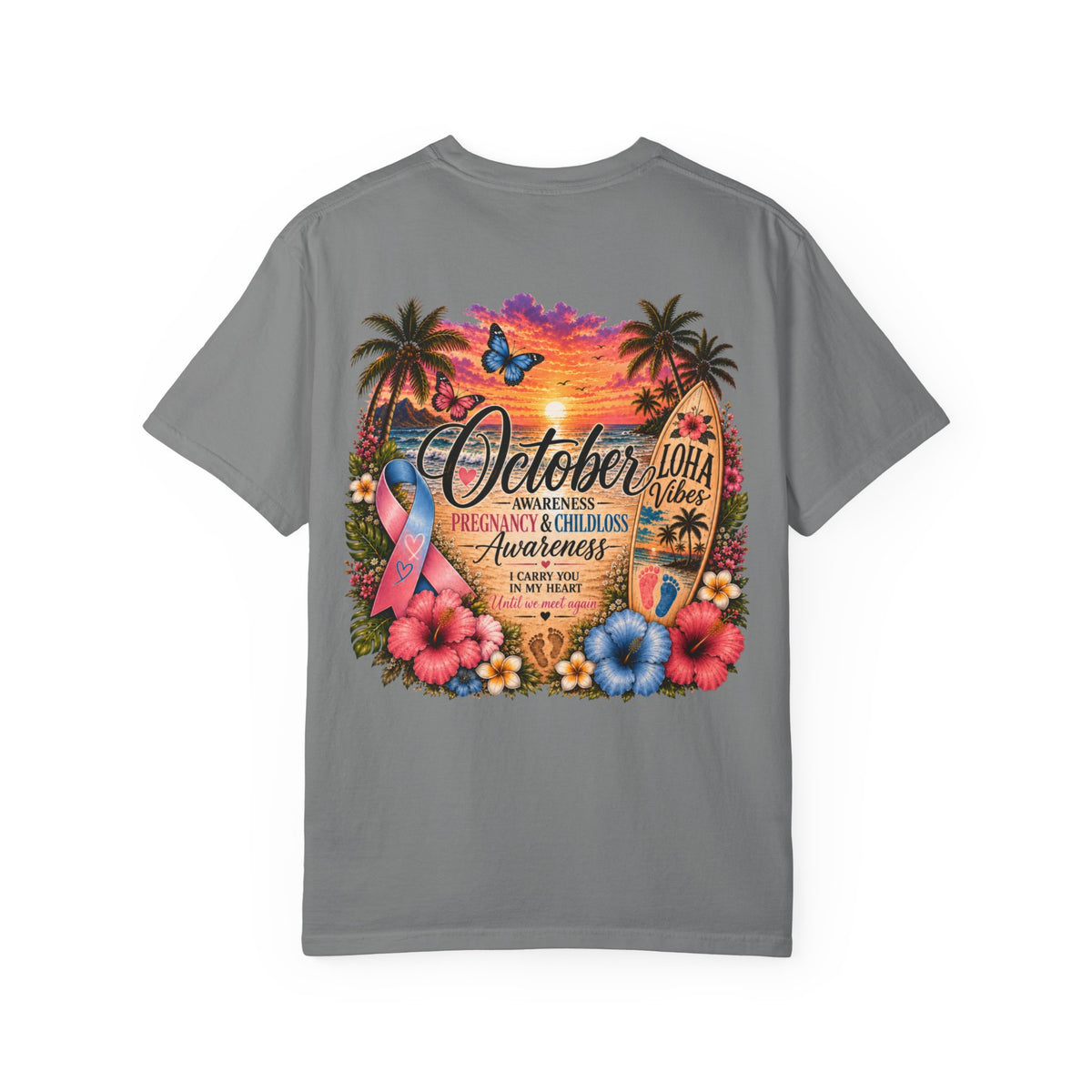 October Child & Pregnancy Awareness T-Shirt — Hawaiian Sunset Awareness Tee