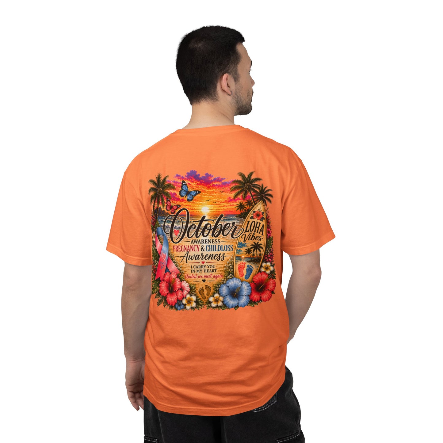 T-Shirt — October Pregnancy & Childloss Awareness Sunset Floral Backprint