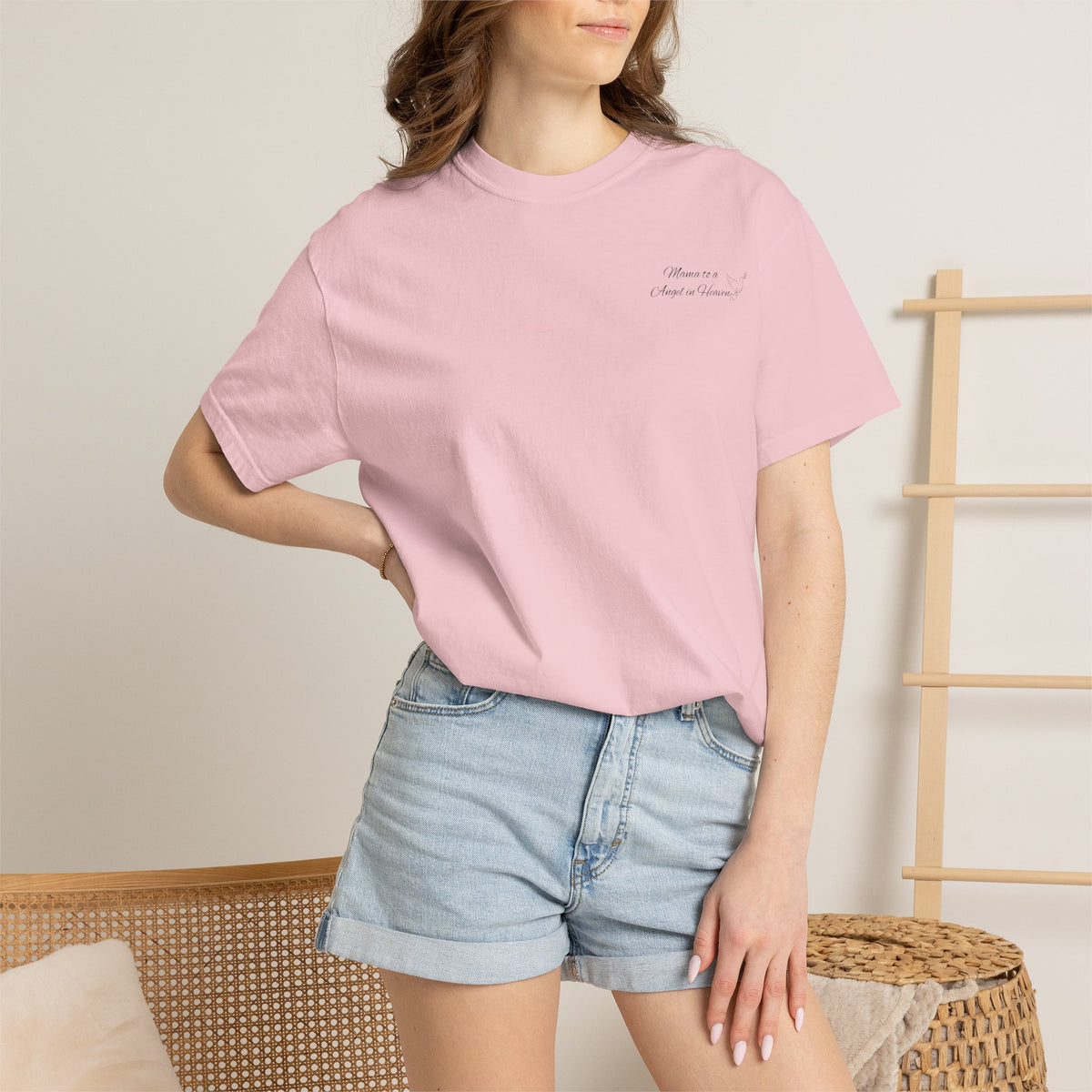 "Mama" to an Angel in Heaven T-Shirt — October Pregnancy & Childloss Awareness Sunset Floral Backprint
