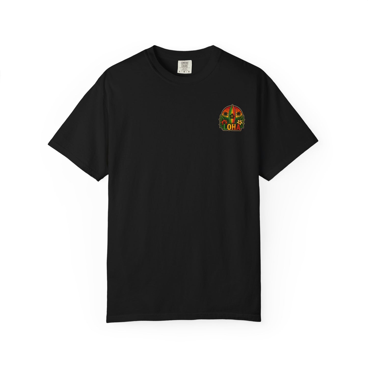 Loha Surf T-Shirt — Tropical Hibiscus Sunset Graphic
