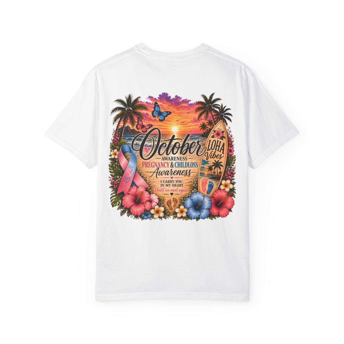 October Child & Pregnancy Awareness T-Shirt — Hawaiian Sunset Awareness Tee