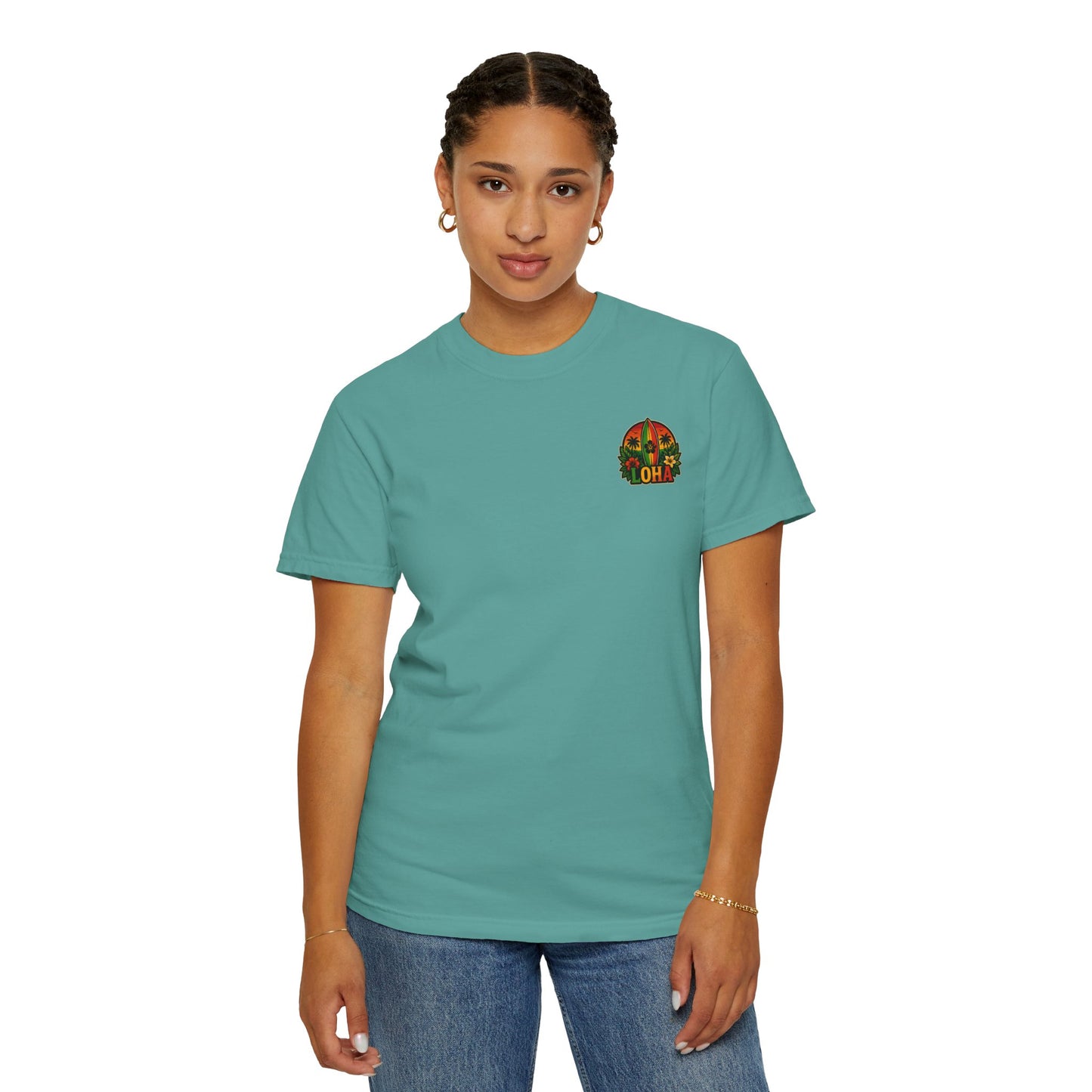 Loha Surf T-Shirt — Tropical Hibiscus Sunset Graphic