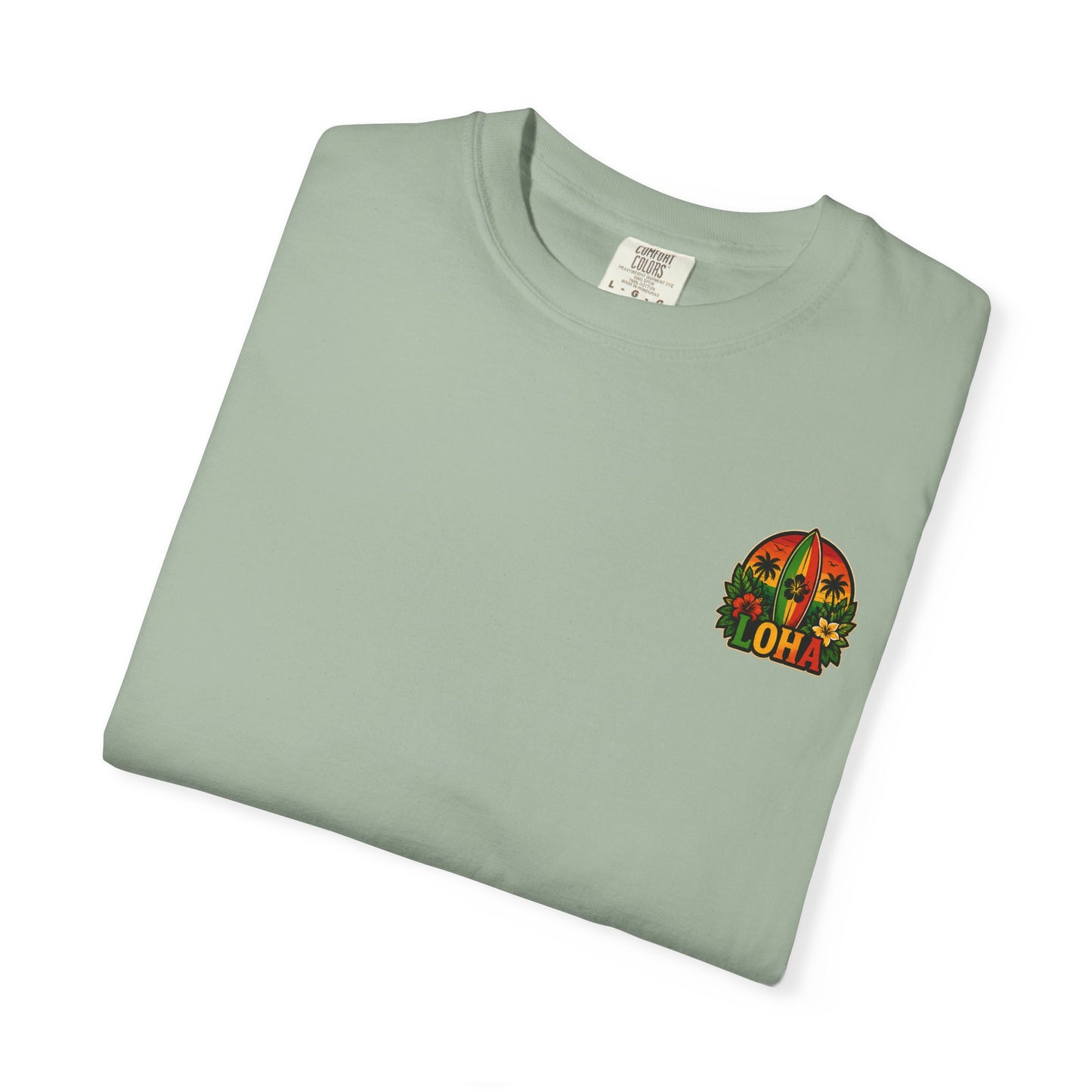 Loha Surf T-Shirt — Tropical Hibiscus Sunset Graphic