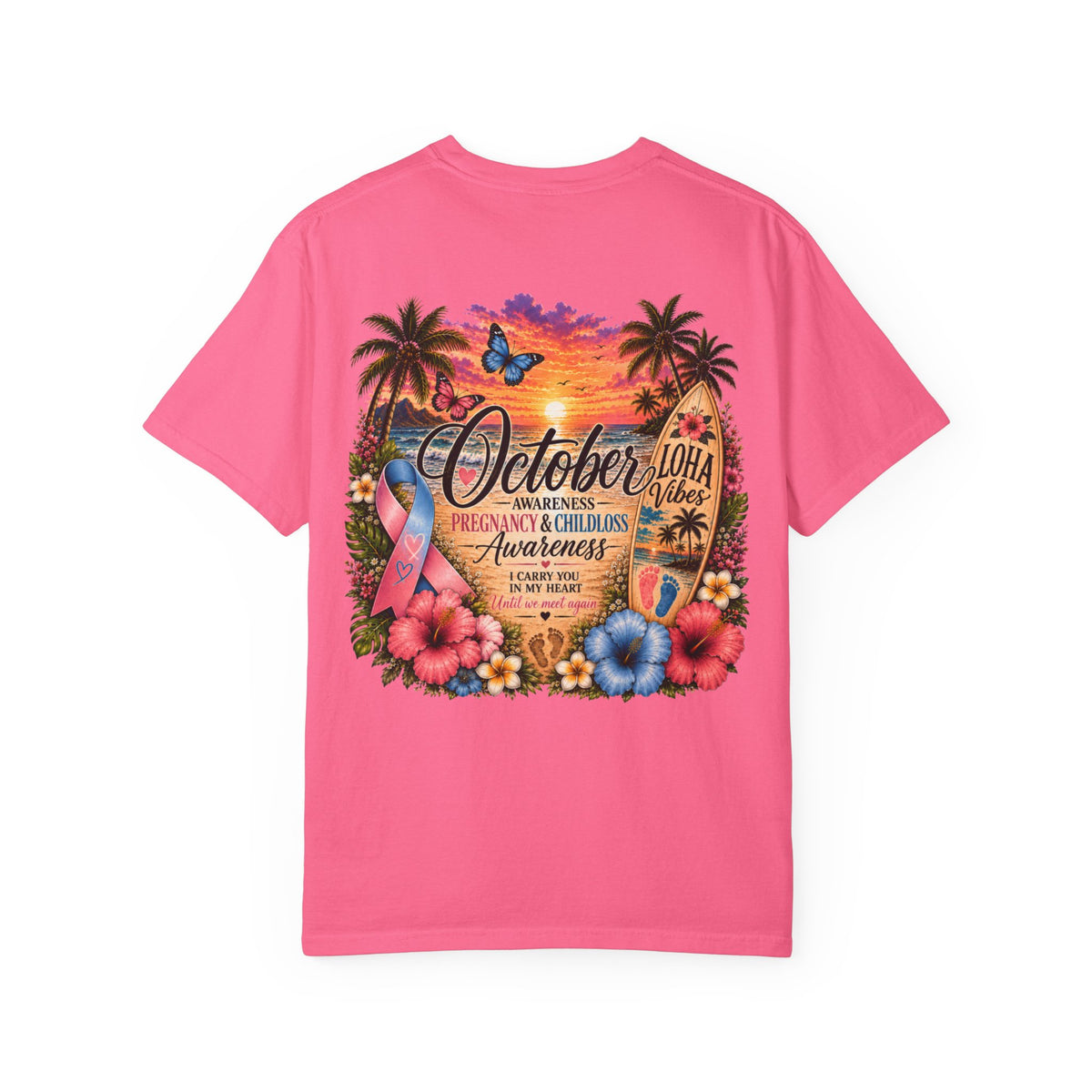 October Child & Pregnancy Awareness T-Shirt — Hawaiian Sunset Awareness Tee