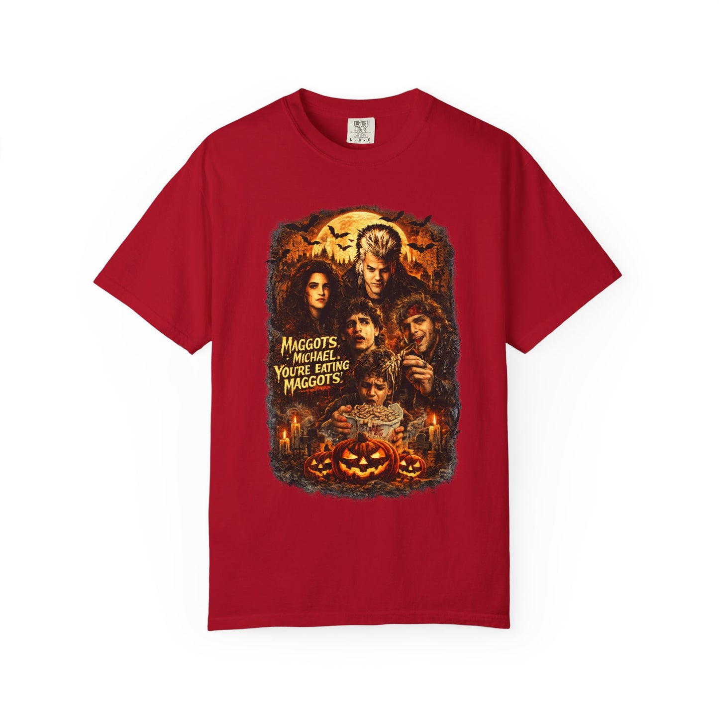 Halloween Horror Movie Collage T-Shirt — "Maggots" Retro Pumpkin Graphic