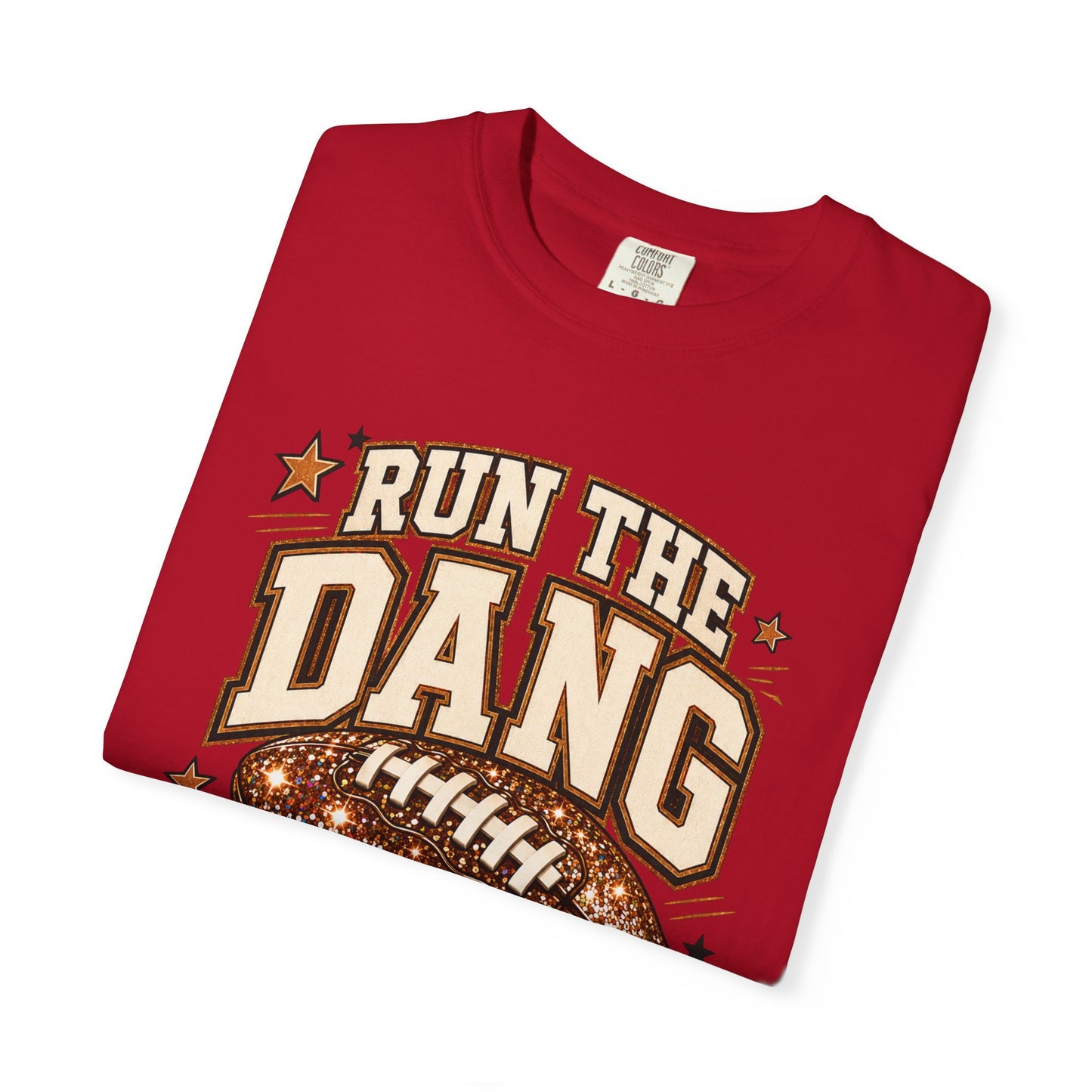 Run the Dang Ball Football T-Shirt — Retro Glitter Football Graphic Tee