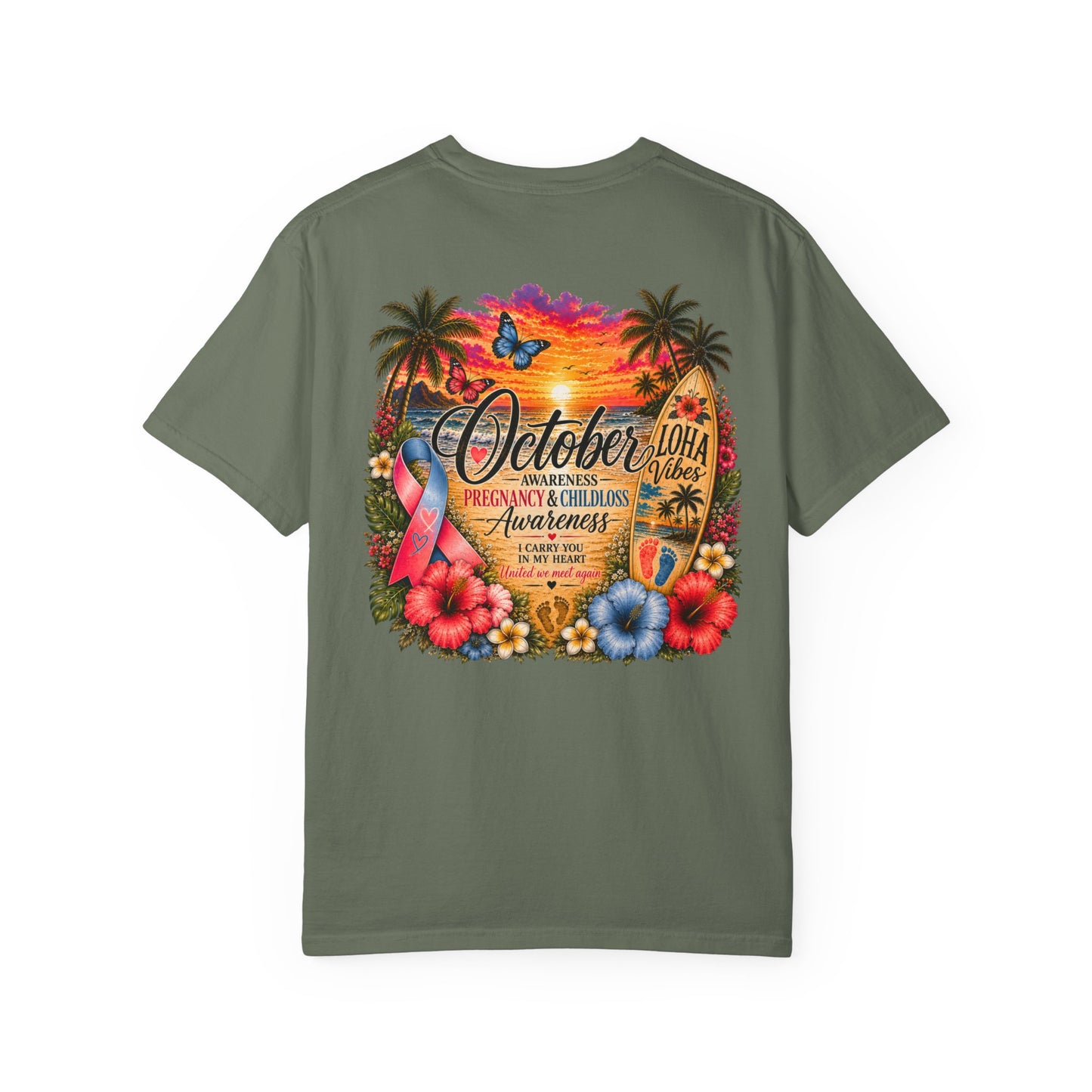 October Child & Pregnancy Awareness T-Shirt — Hawaiian Sunset Awareness Tee
