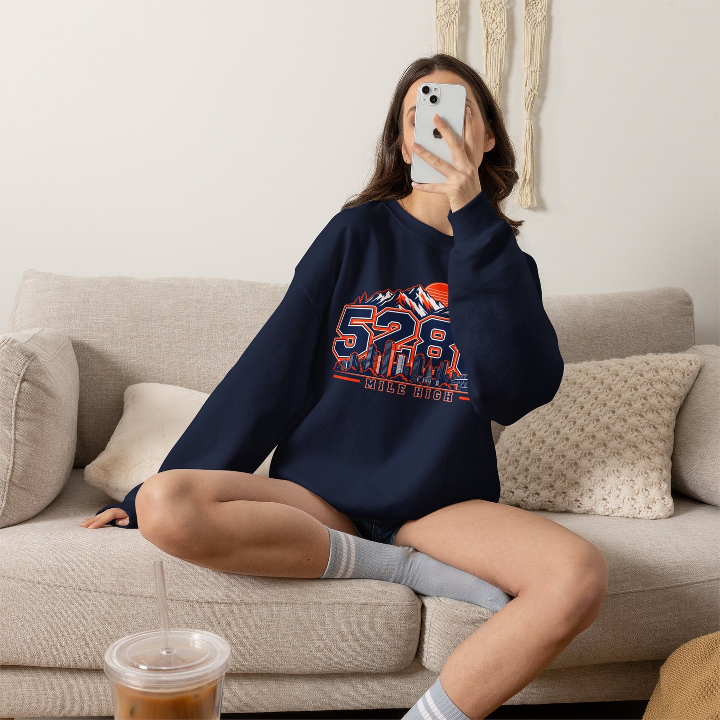 5280 Mile High Sweatshirt — Denver Mountain Graphic Crewneck