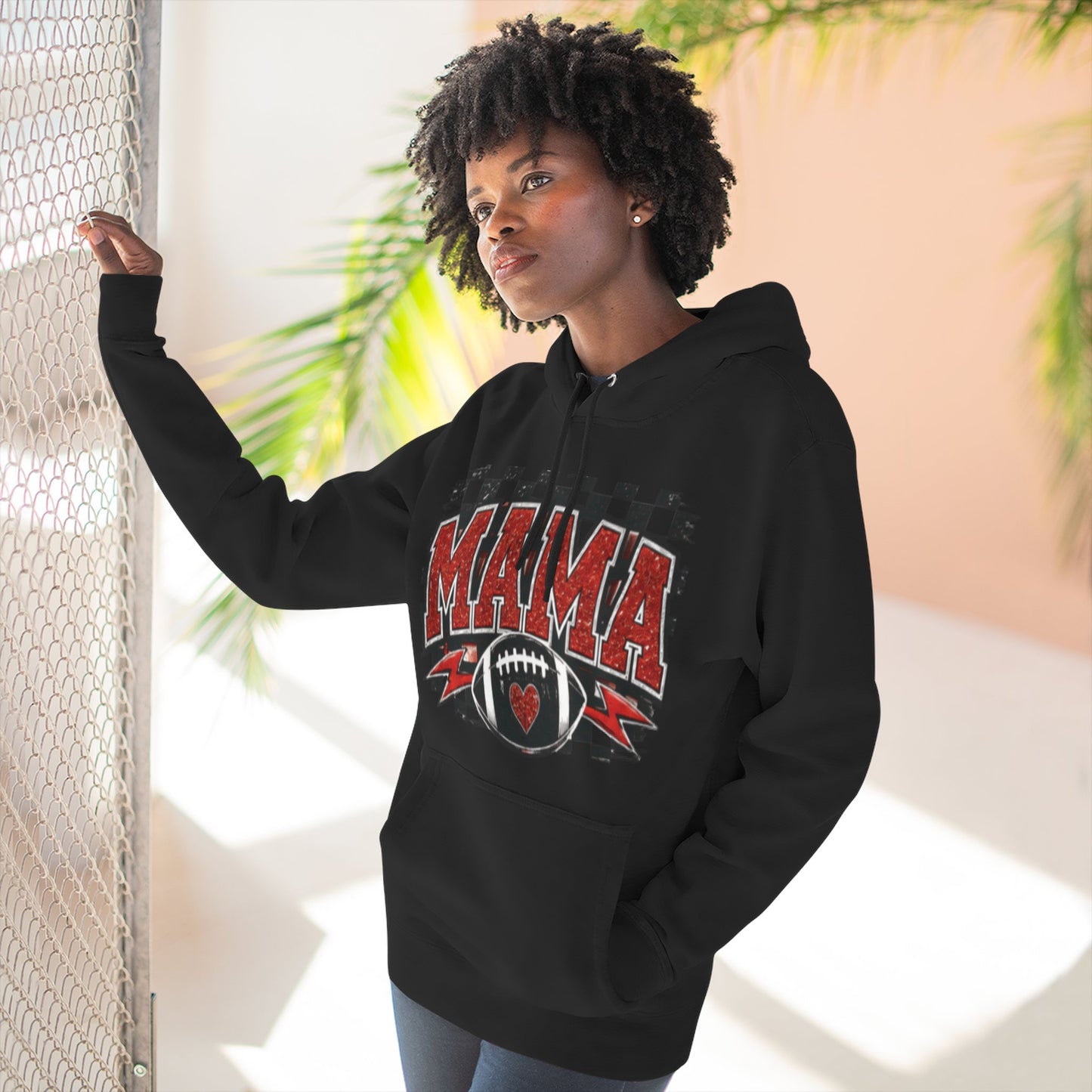 Mama Football Hoodie — #10 Player Mom Fleece Pullover