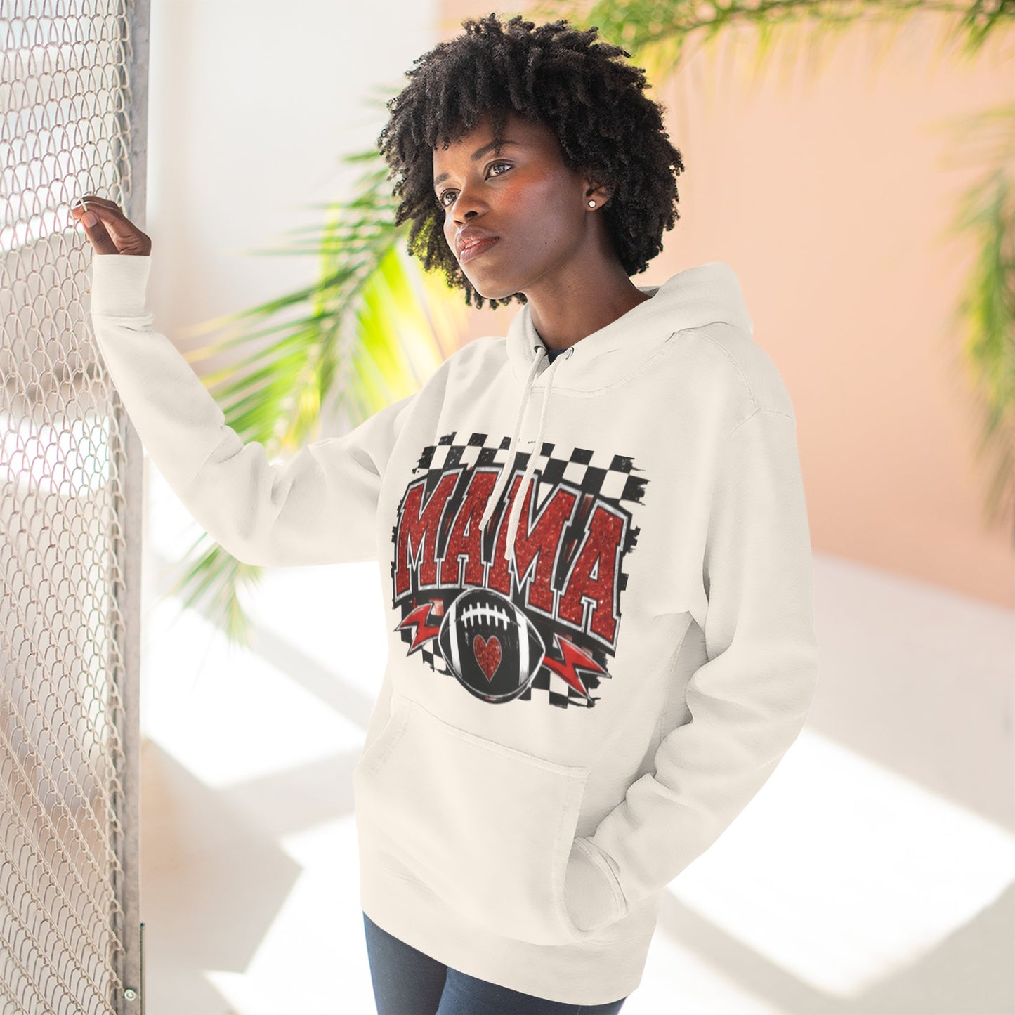 Mama Football Hoodie — #10 Player Mom Fleece Pullover