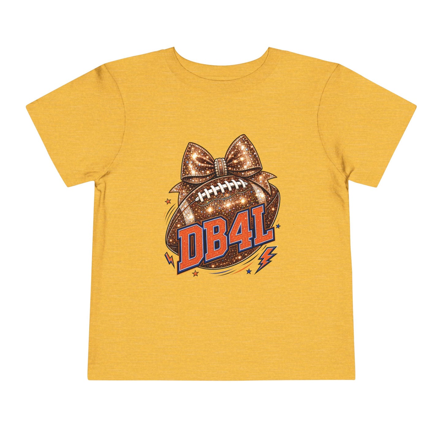 Toddler Tee — Glitter Football Bow "DB4L" Kids' Game Day Shirt