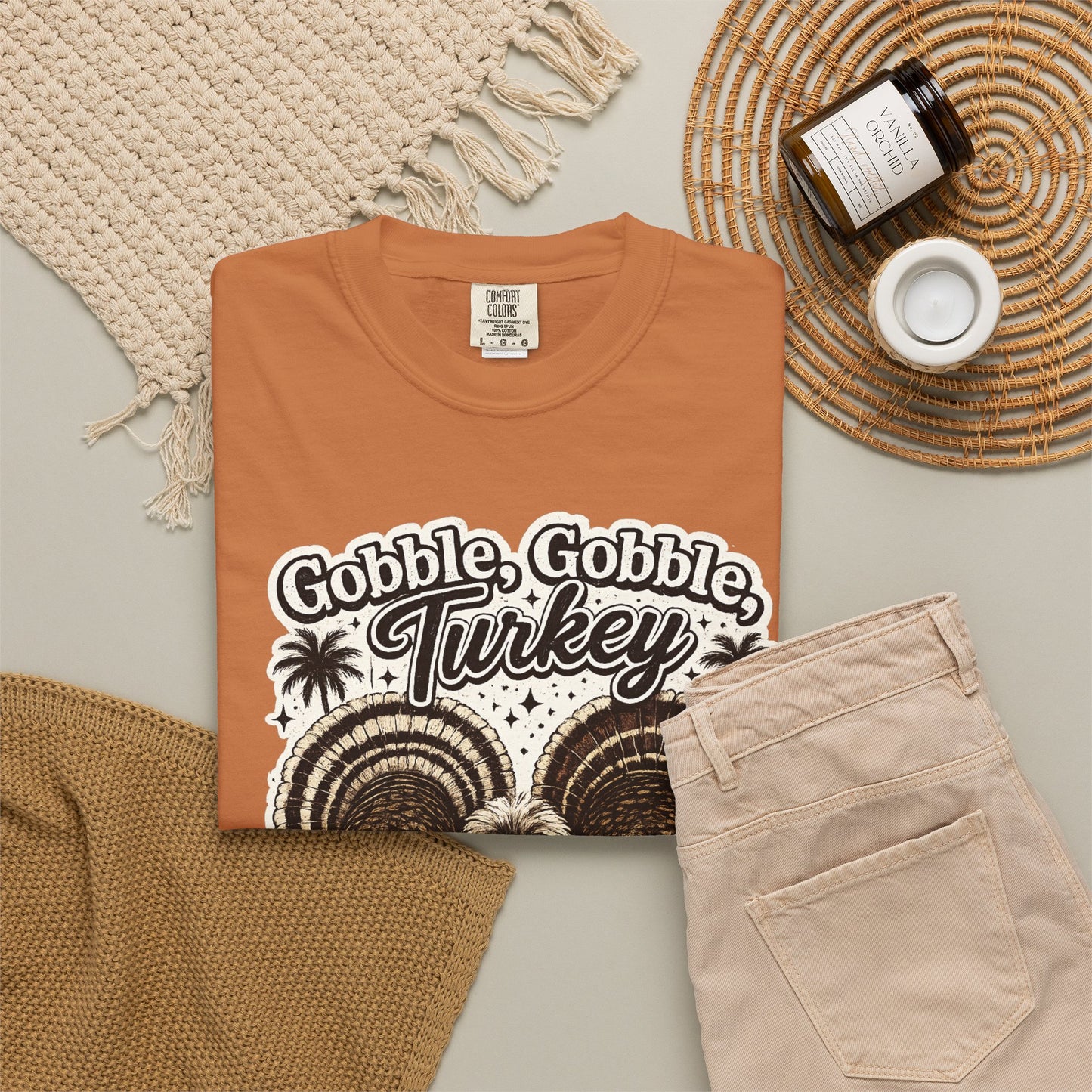 Gobble Gobble Turkey Butt T-shirt | Retro Thanksgiving Turkey Trio, Fall Holiday Tee