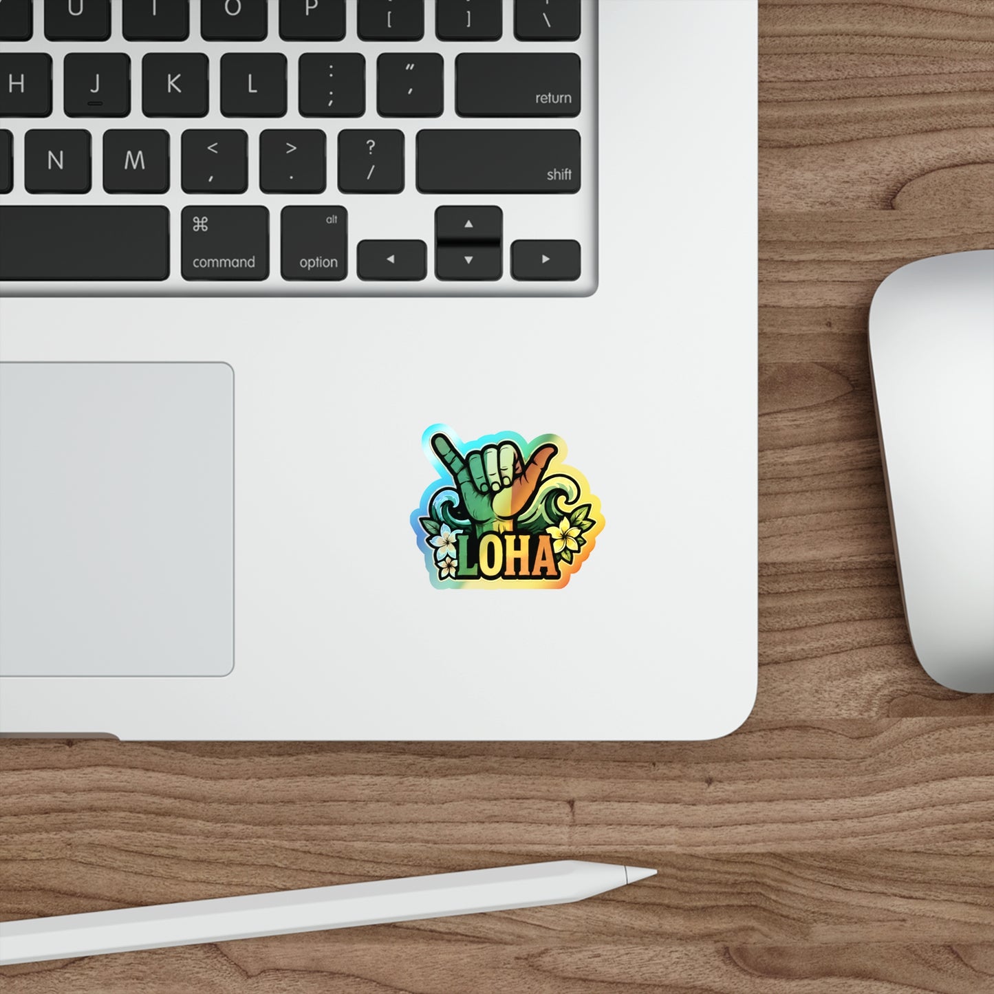 Holographic "Loha" Shaka Sticker — Die-Cut Surf Vibe