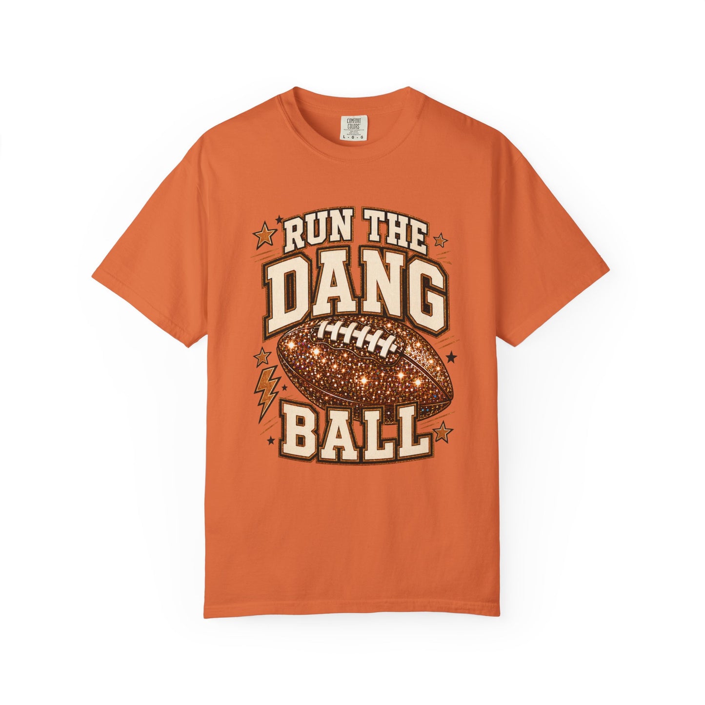 Run the Dang Ball Football T-Shirt — Retro Glitter Football Graphic Tee