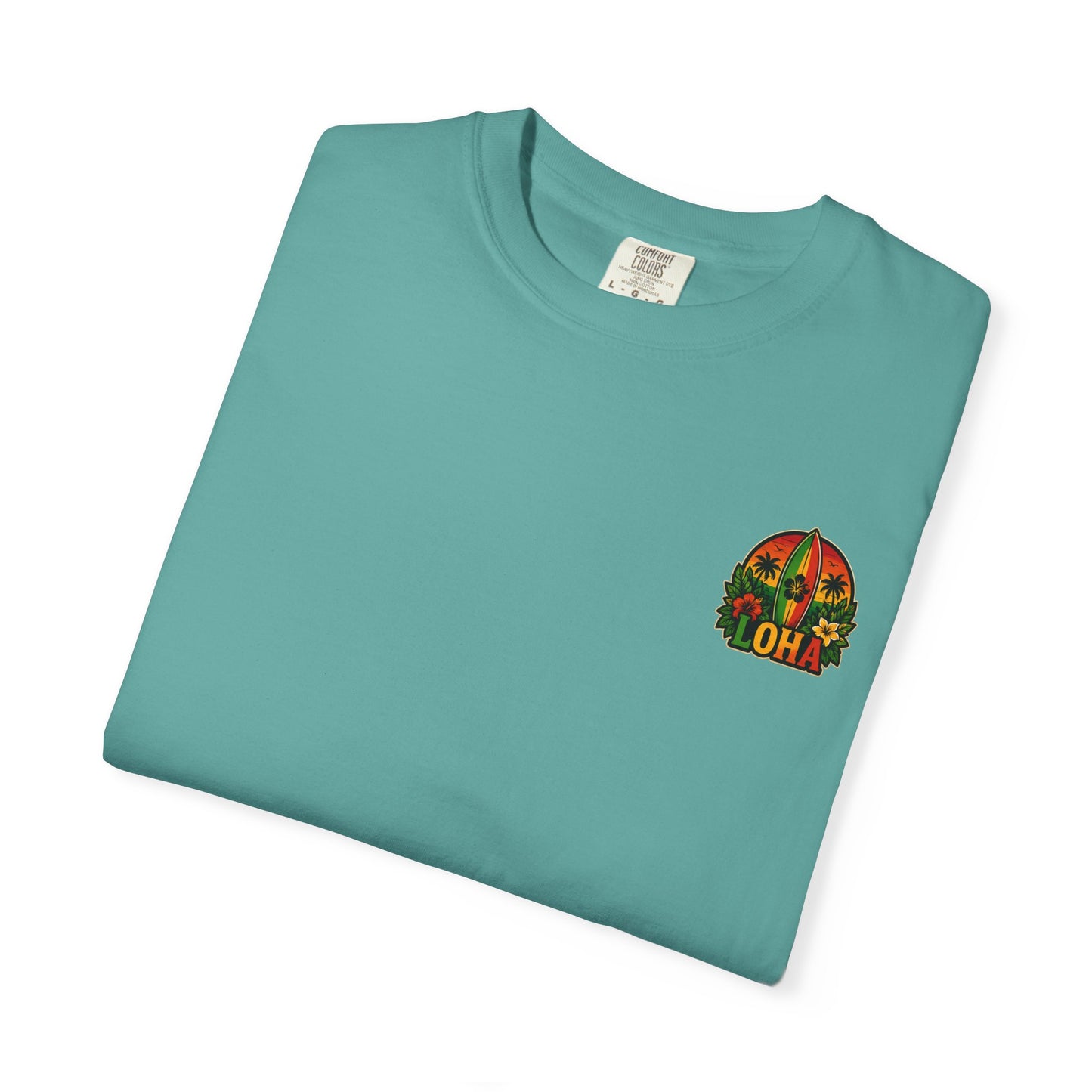 Loha Surf T-Shirt — Tropical Hibiscus Sunset Graphic