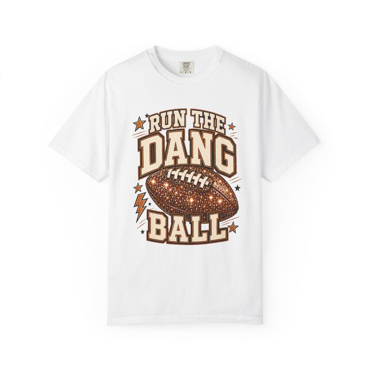 Run the Dang Ball Football T-Shirt — Retro Glitter Football Graphic Tee