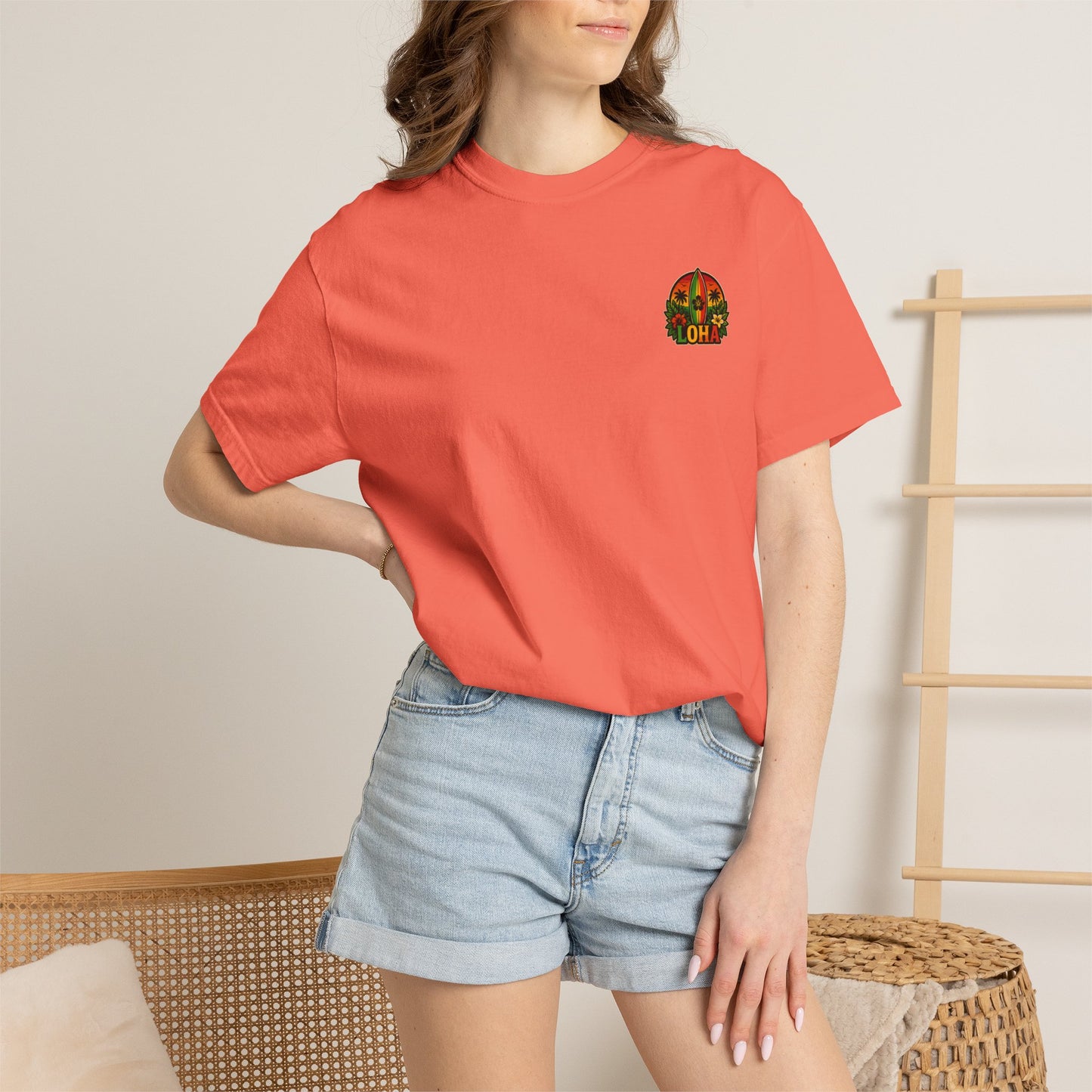 Loha Surf T-Shirt — Tropical Hibiscus Sunset Graphic