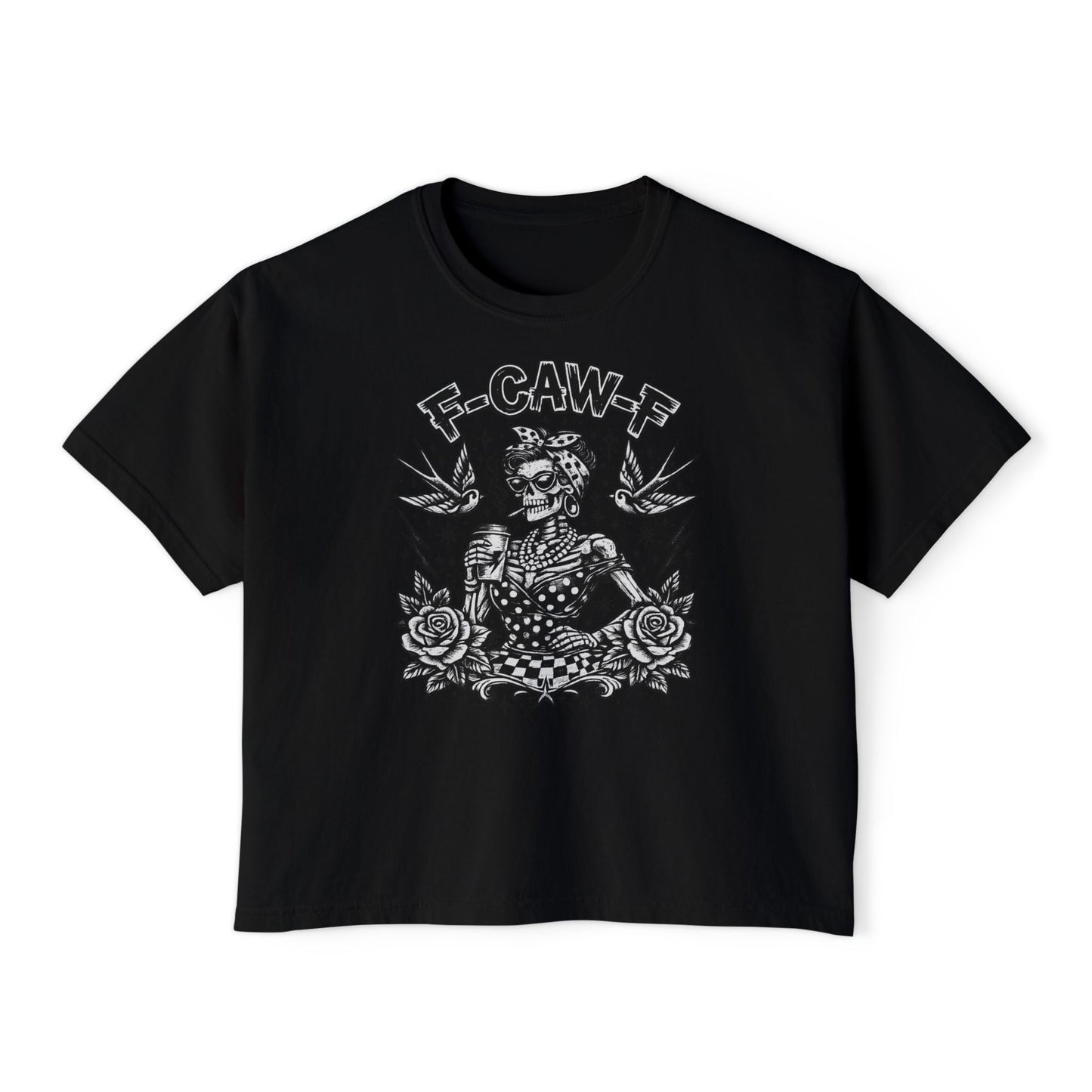 Graphic Tee — 'F-GAW-F' Retro Skull Pinup Design