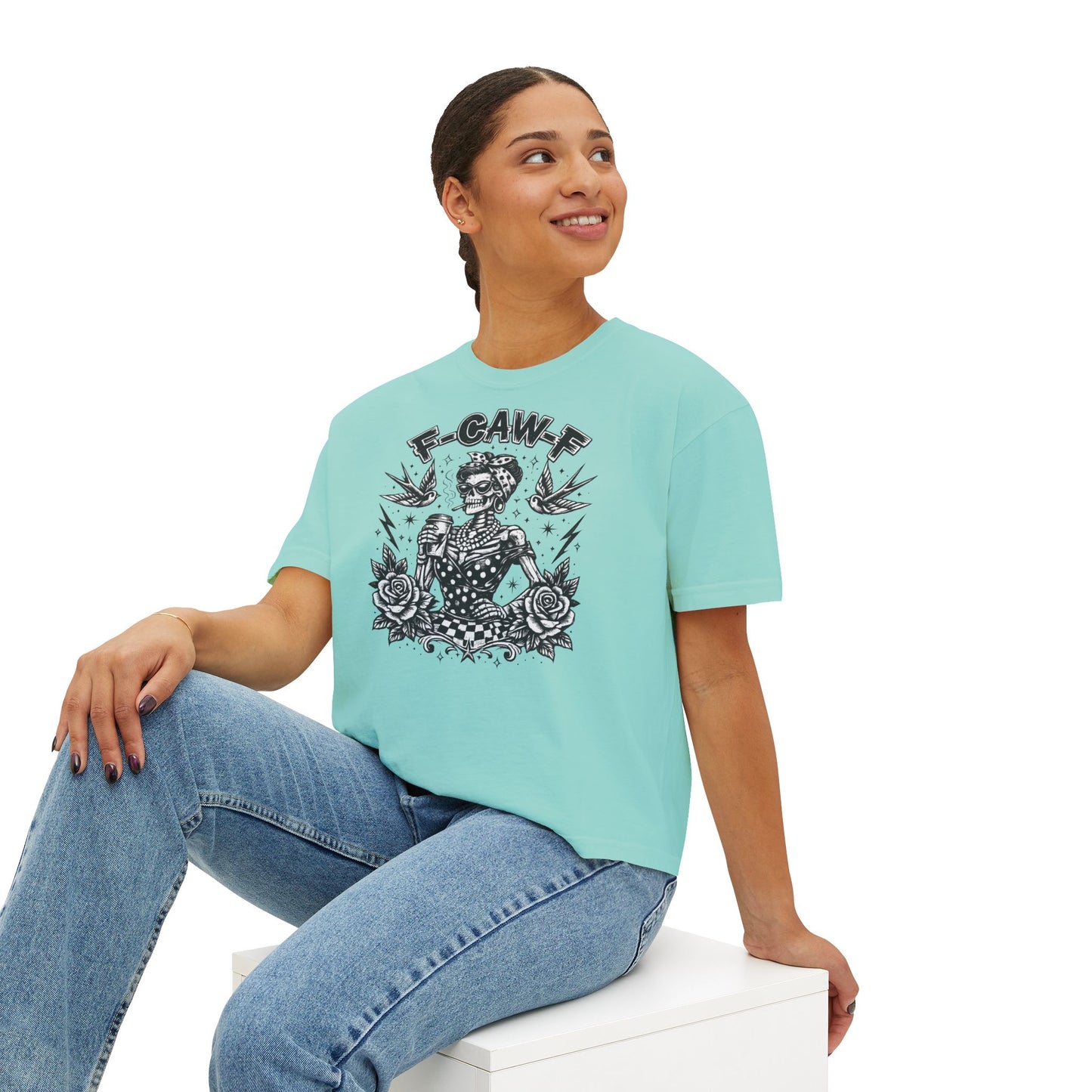 Graphic Tee — 'F-GAW-F' Retro Skull Pinup Design