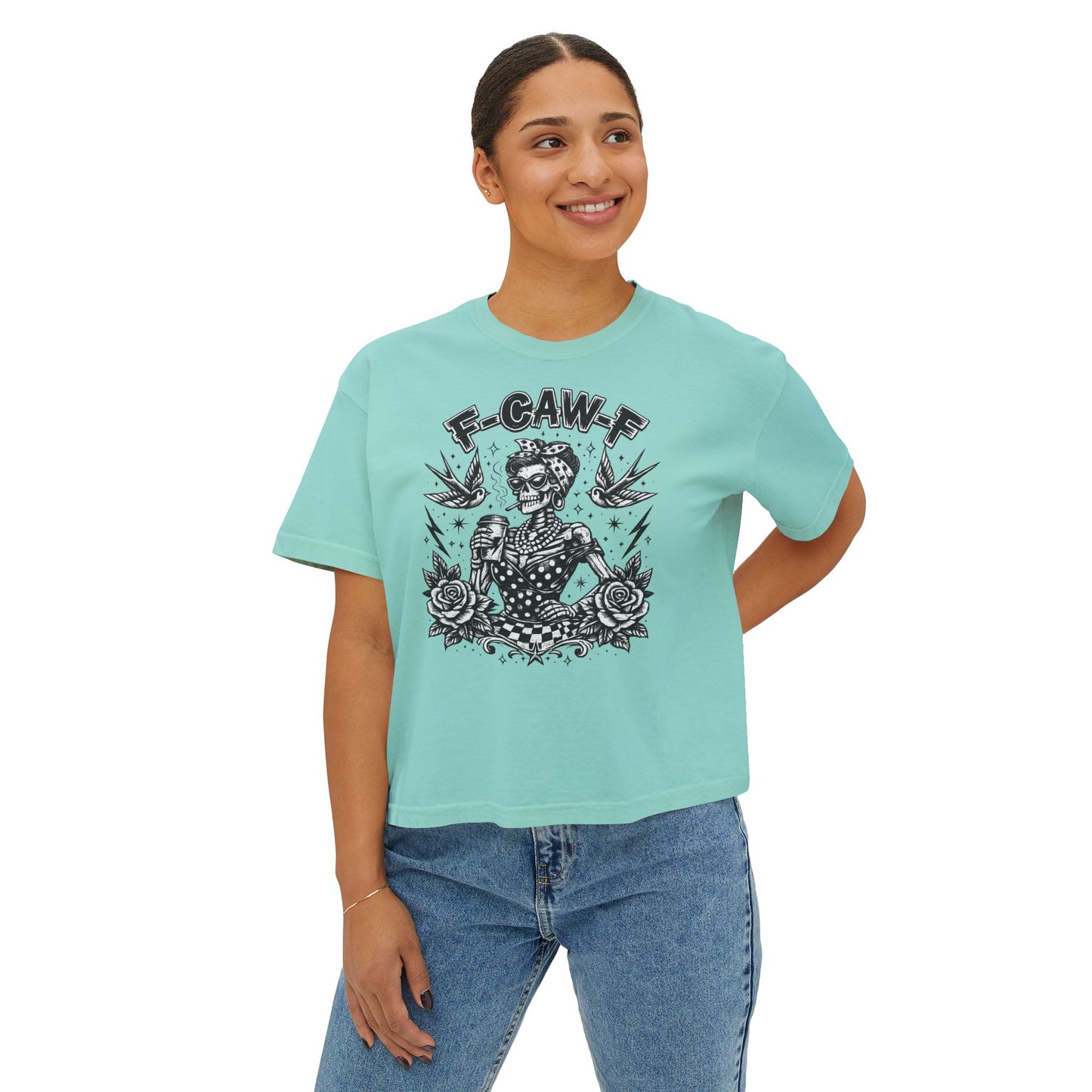 Graphic Tee — 'F-GAW-F' Retro Skull Pinup Design