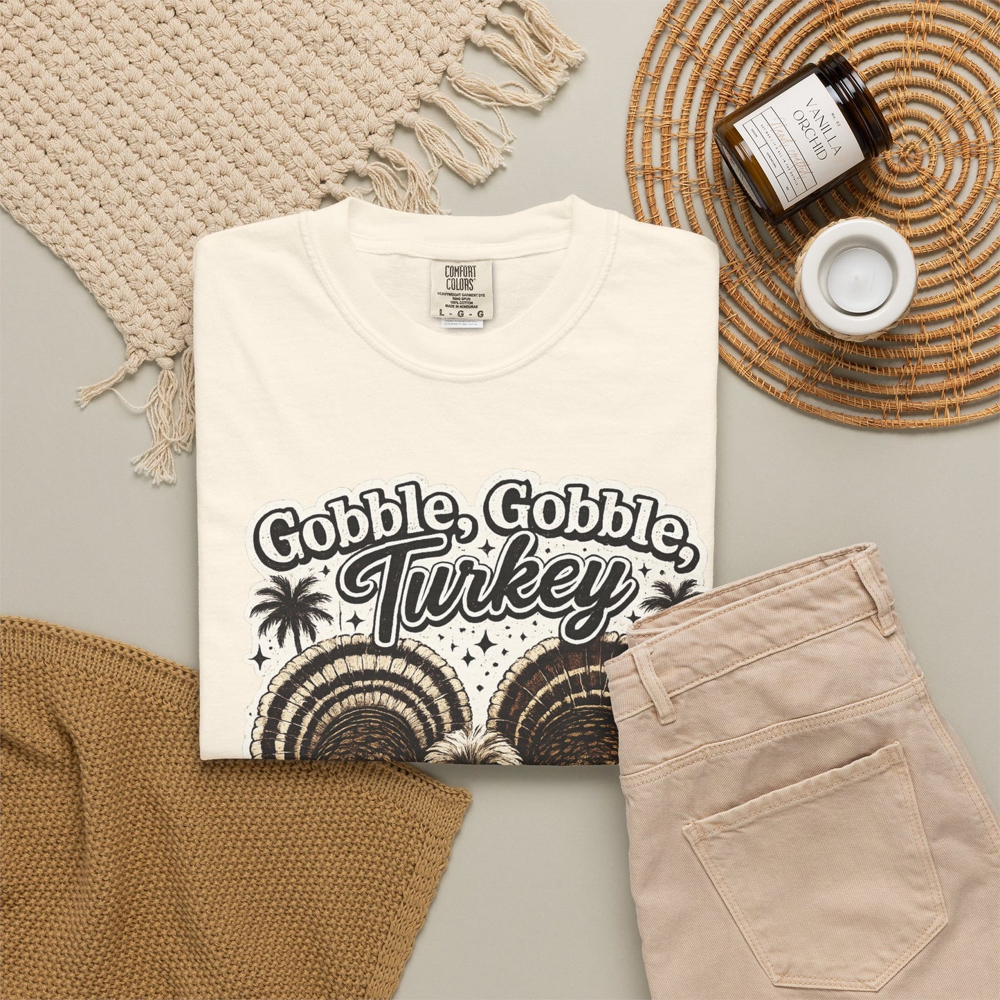 Gobble Gobble Turkey Butt T-shirt | Retro Thanksgiving Turkey Trio, Fall Holiday Tee