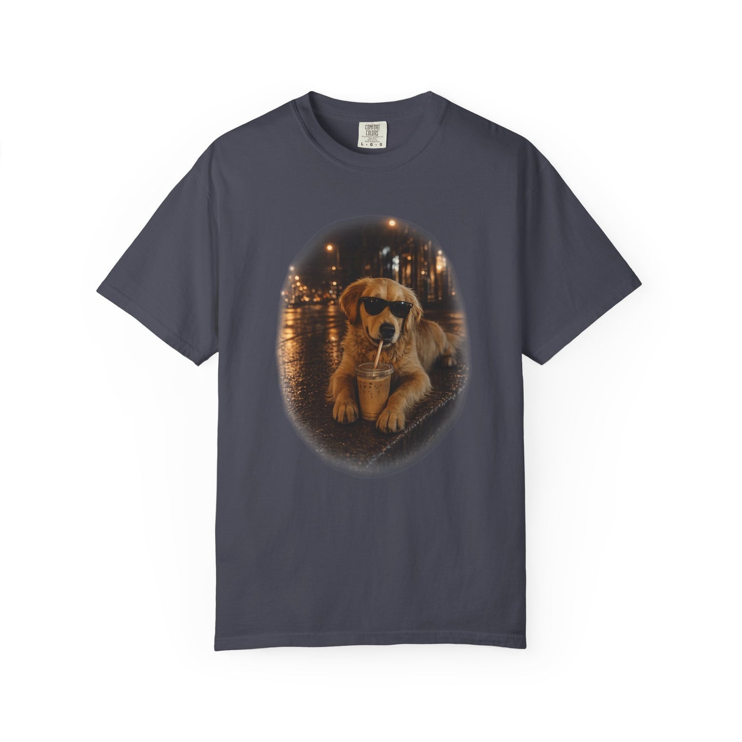 Dog with Sunglasses T-Shirt — Cool Golden Retriever Night Scene Tee