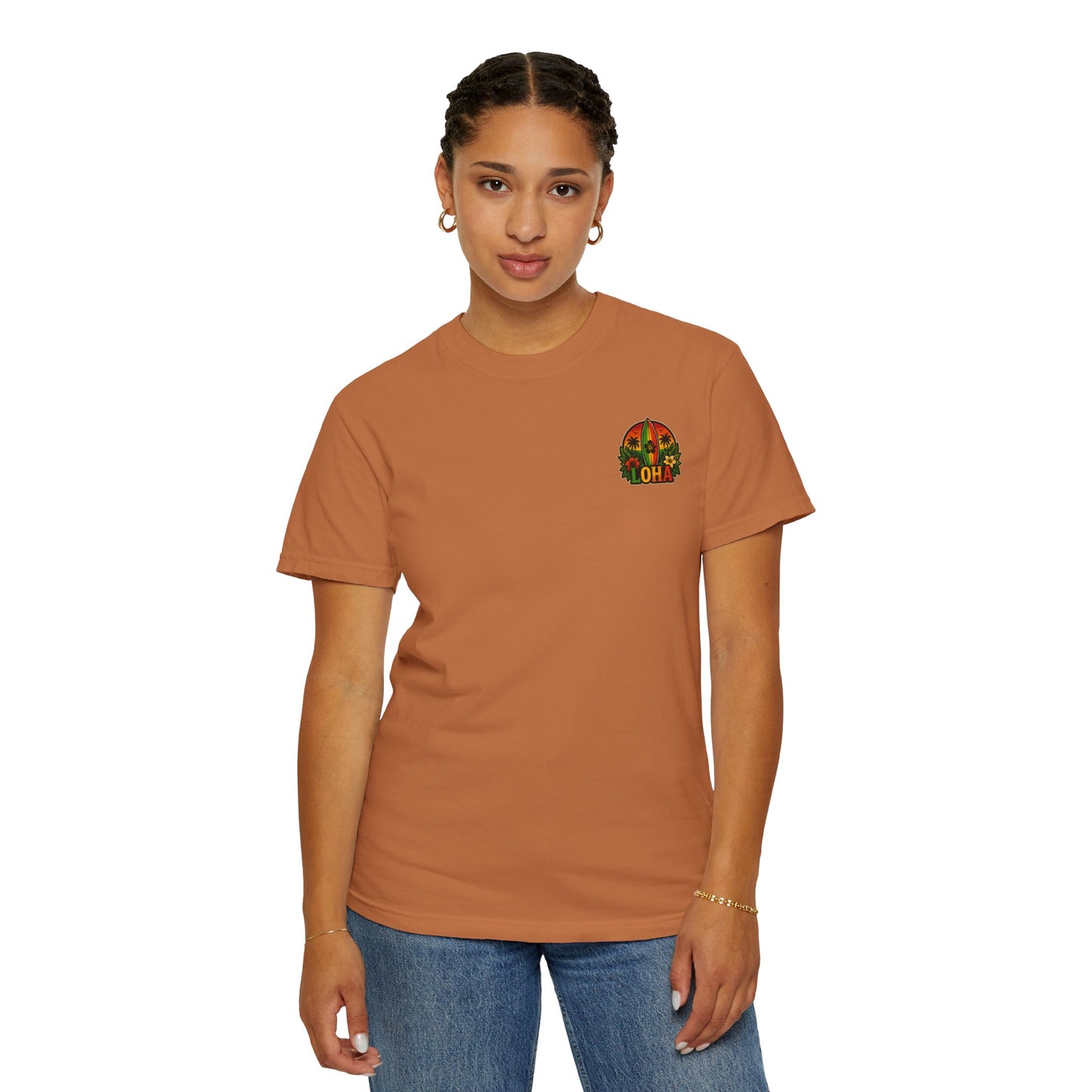 Loha Surf T-Shirt — Tropical Hibiscus Sunset Graphic