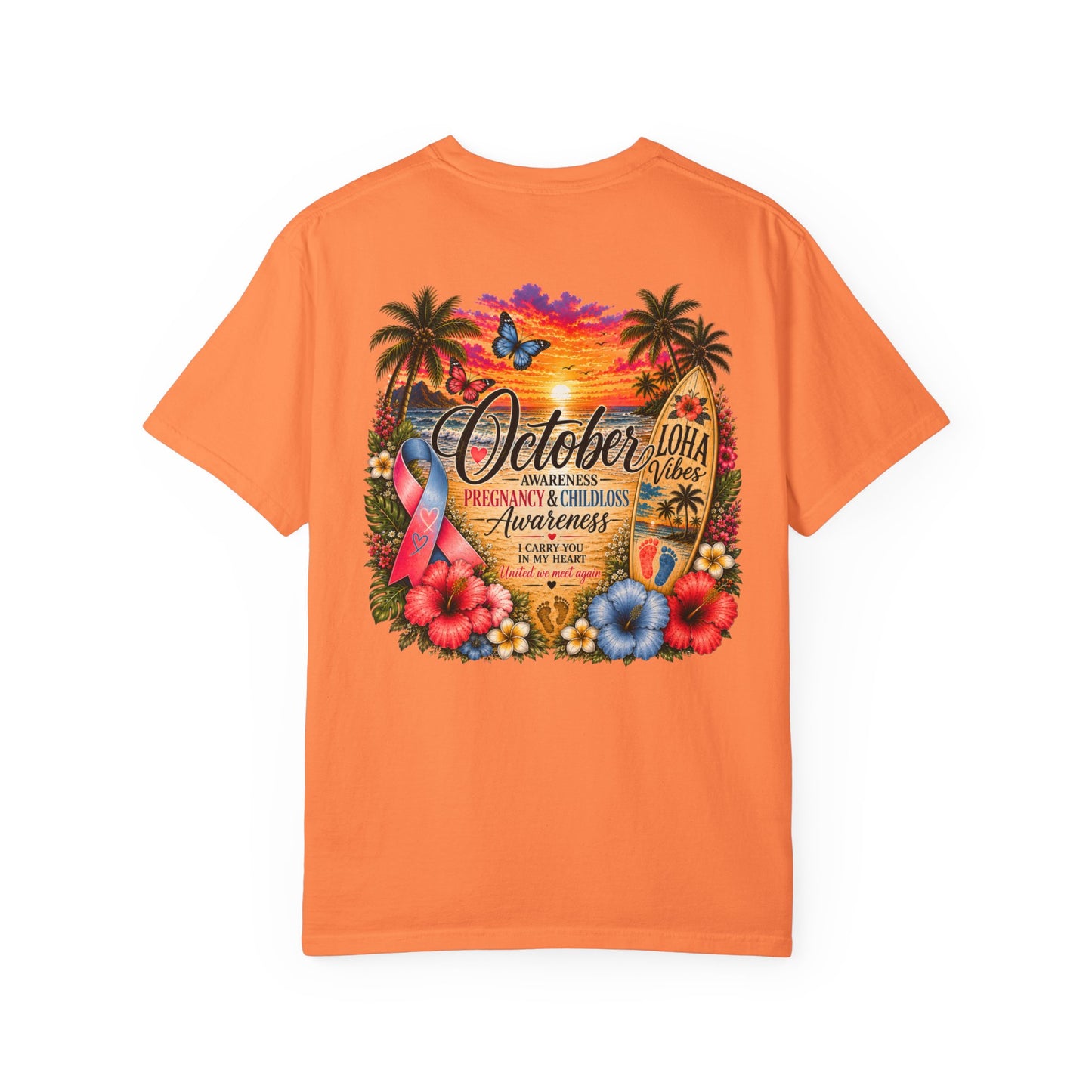 T-Shirt — October Pregnancy & Childloss Awareness Sunset Floral Backprint