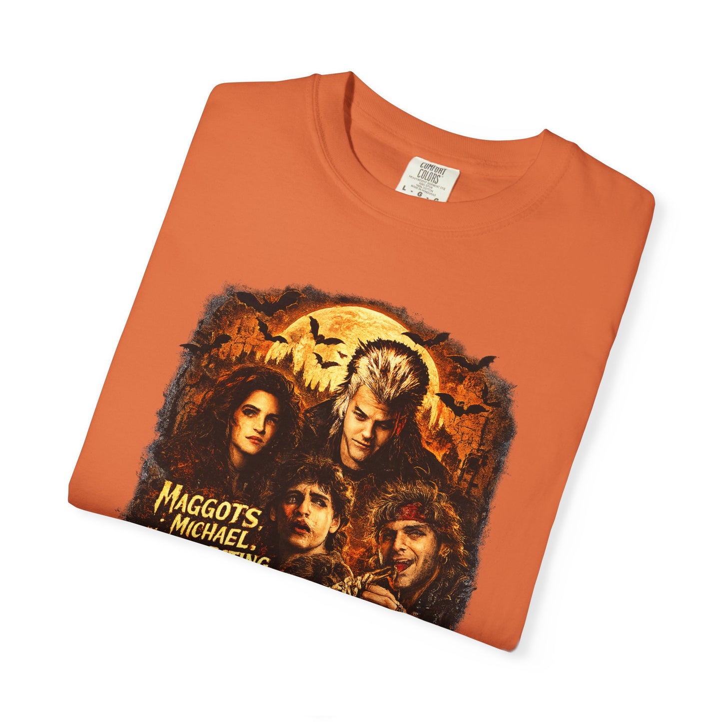 Halloween Horror Movie Collage T-Shirt — "Maggots" Retro Pumpkin Graphic