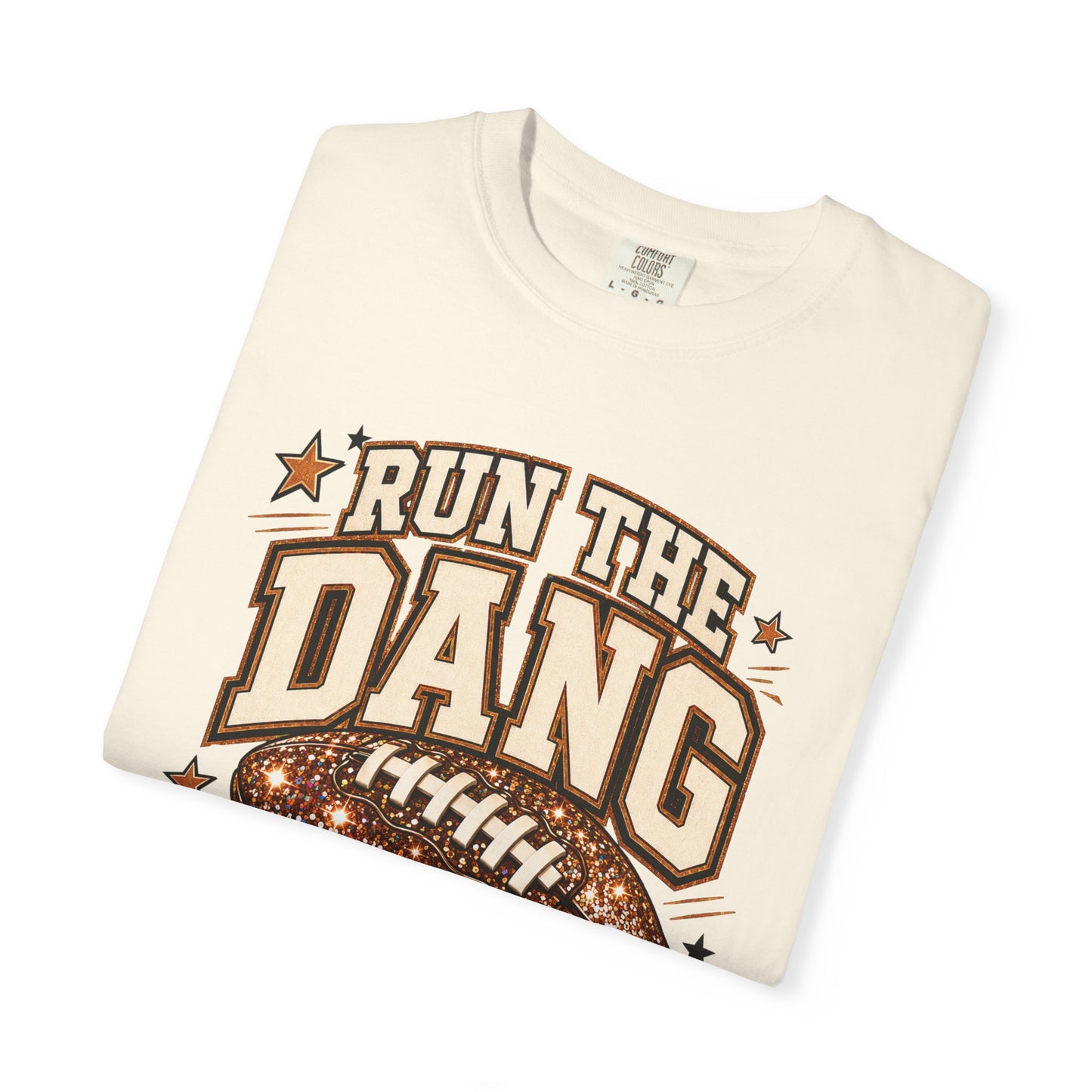 Run the Dang Ball Football T-Shirt — Retro Glitter Football Graphic Tee