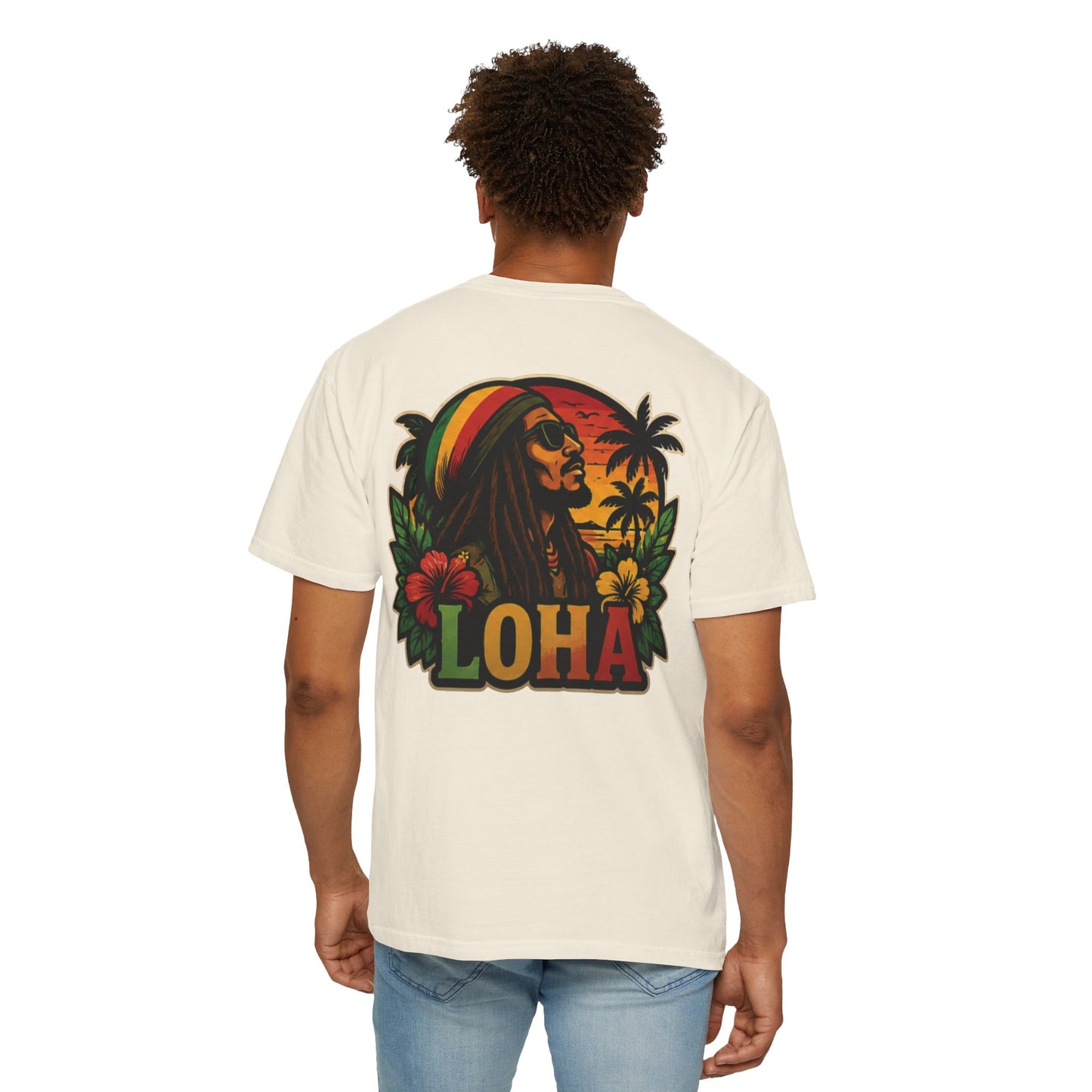 Rasta Aloha T-Shirt — "LOHA" Reggae Sunset Tee