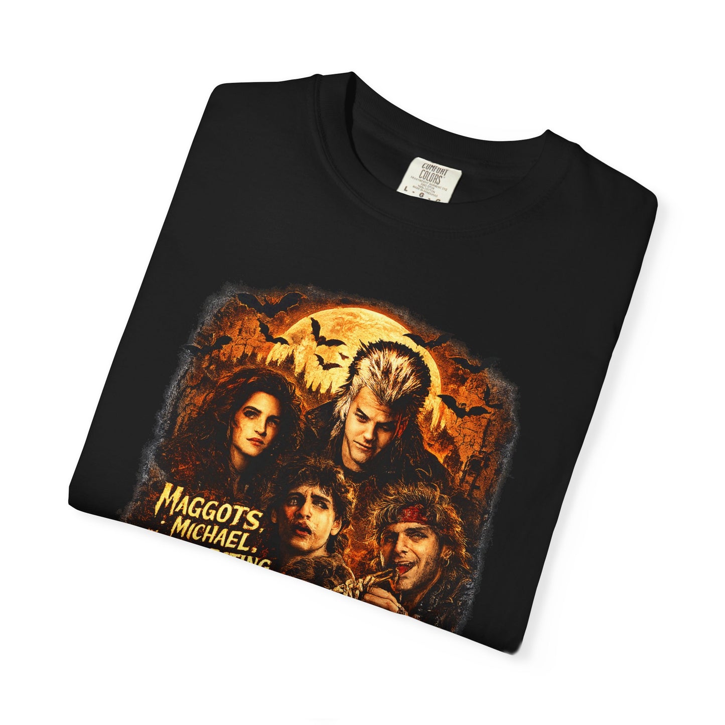 Halloween Horror Movie Collage T-Shirt — "Maggots" Retro Pumpkin Graphic