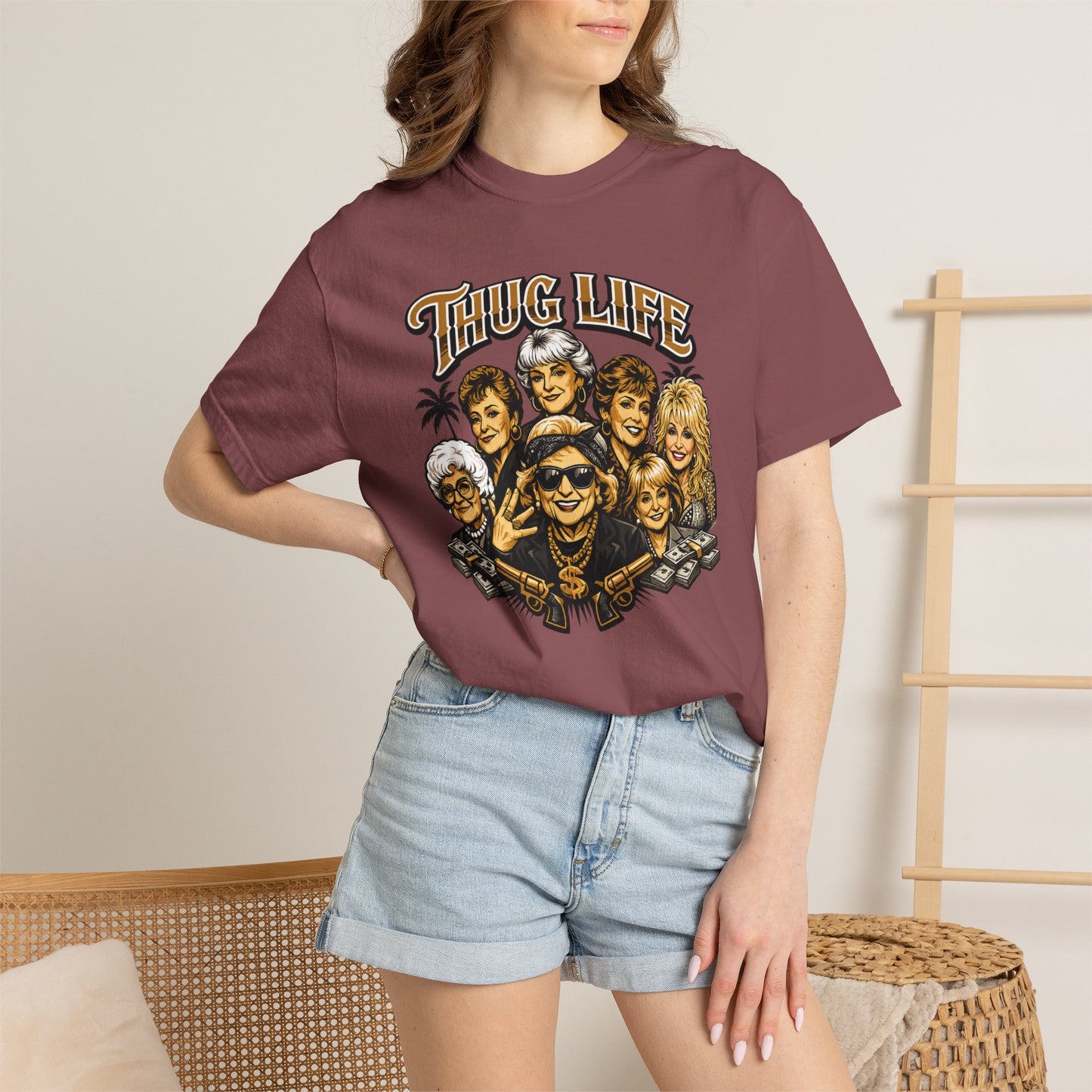 T H U G Golden Dolly Grandma Portrait T-Shirt | Retro TV Comedy Crew Tee