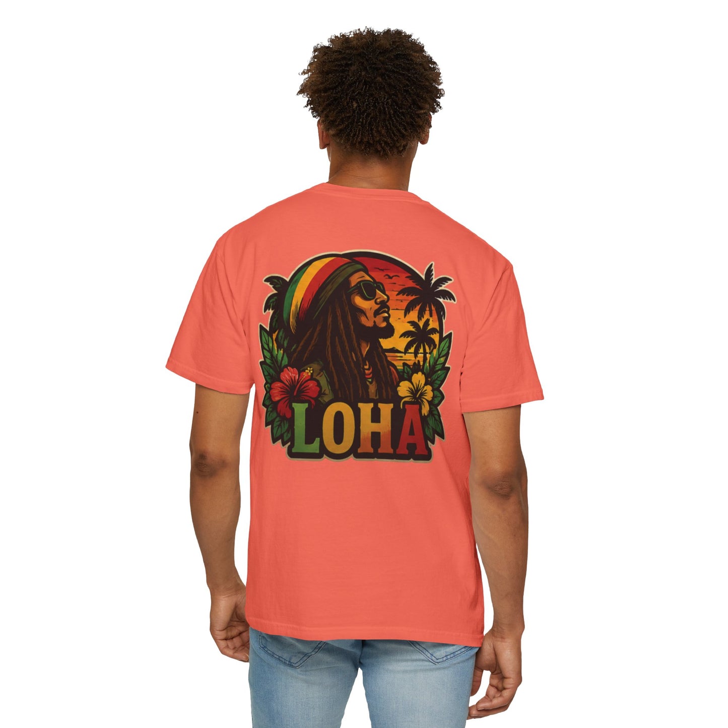 Rasta Aloha T-Shirt — "LOHA" Reggae Sunset Tee