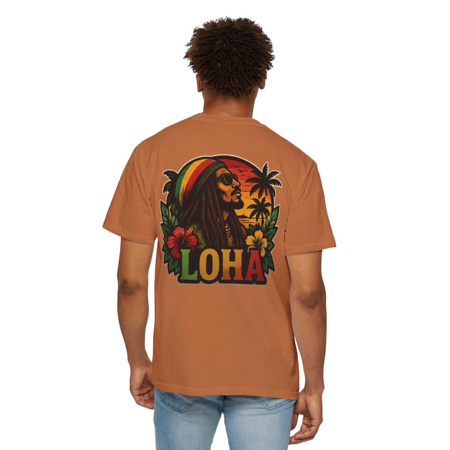 Rasta Aloha T-Shirt — "LOHA" Reggae Sunset Tee
