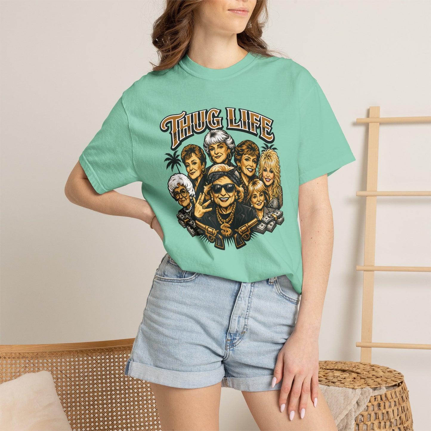 T H U G Golden Dolly Grandma Portrait T-Shirt | Retro TV Comedy Crew Tee