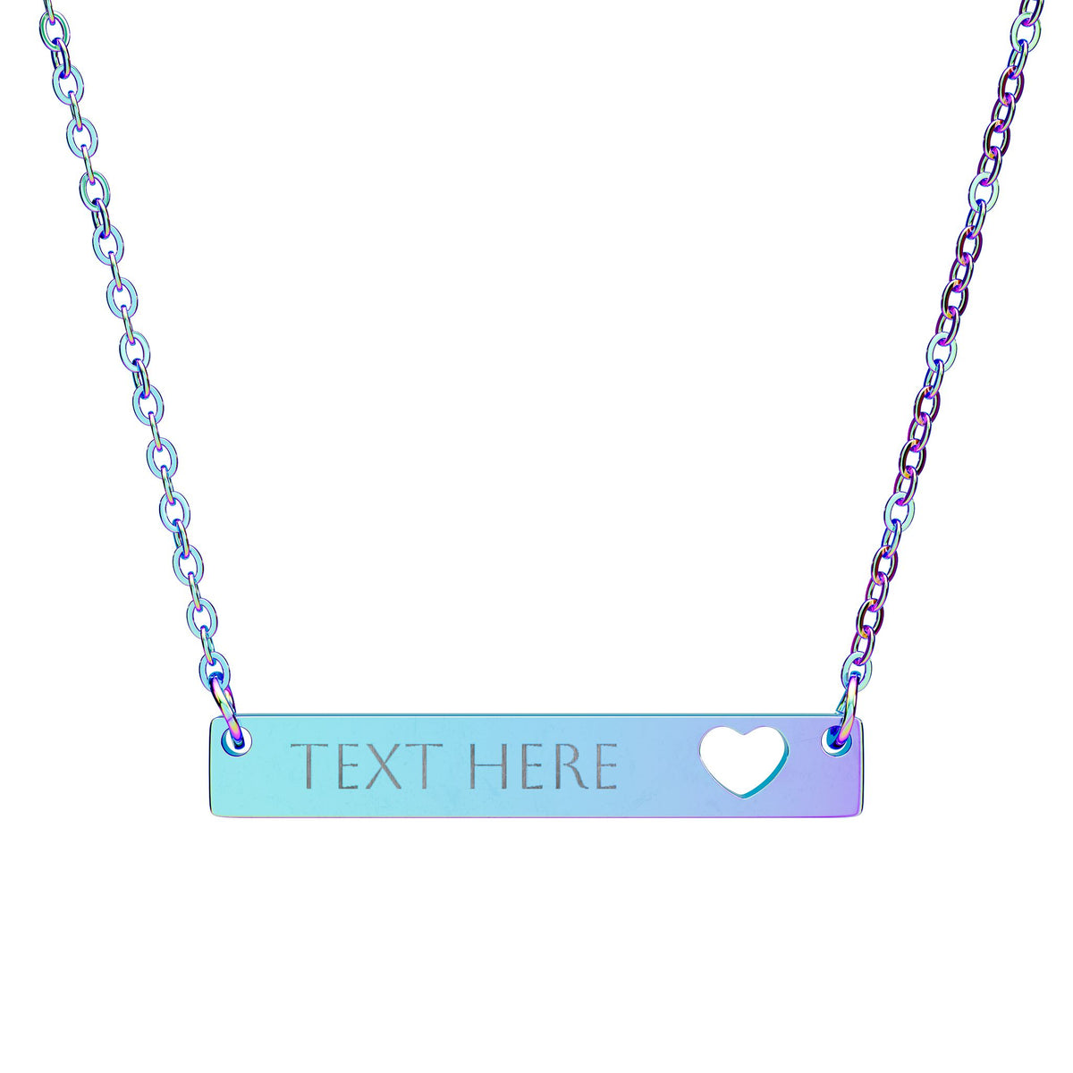 Personalized Cutout Heart Bar Necklace – Custom Engraved Jewelry Gift