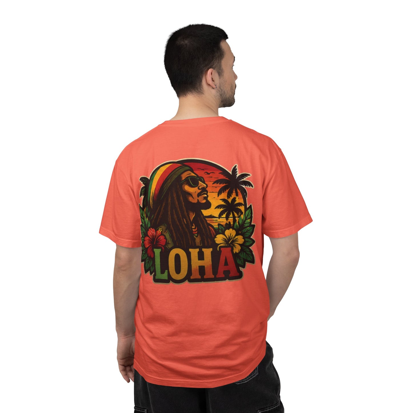 Rasta Aloha T-Shirt — "LOHA" Reggae Sunset Tee