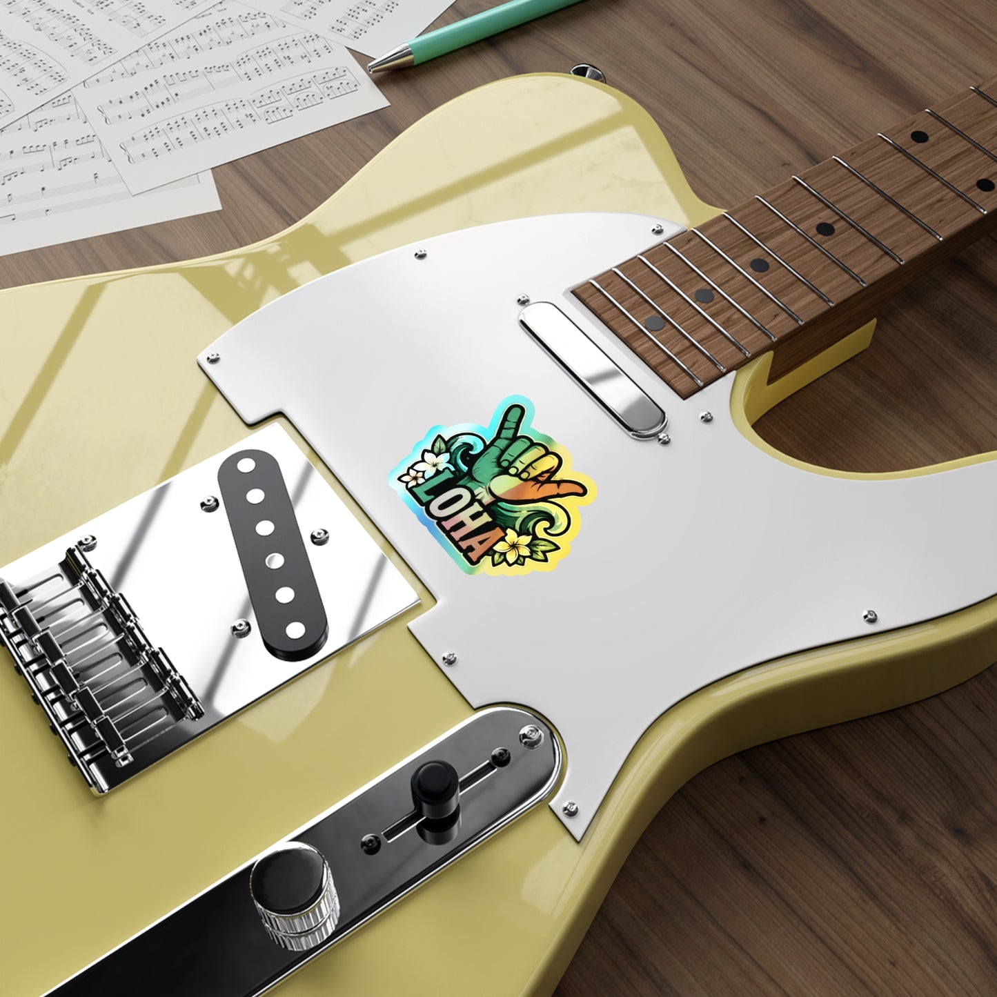 Holographic "Loha" Shaka Sticker — Die-Cut Surf Vibe