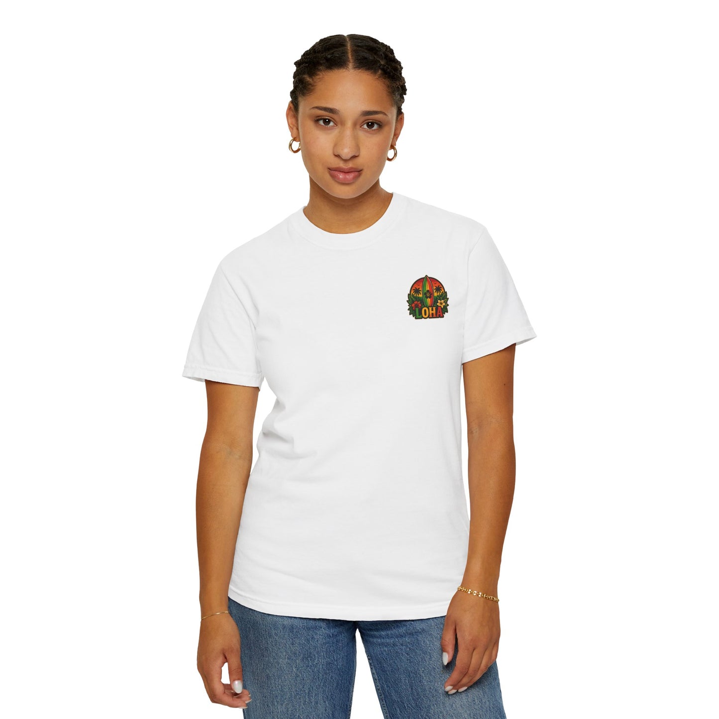 Loha Surf T-Shirt — Tropical Hibiscus Sunset Graphic