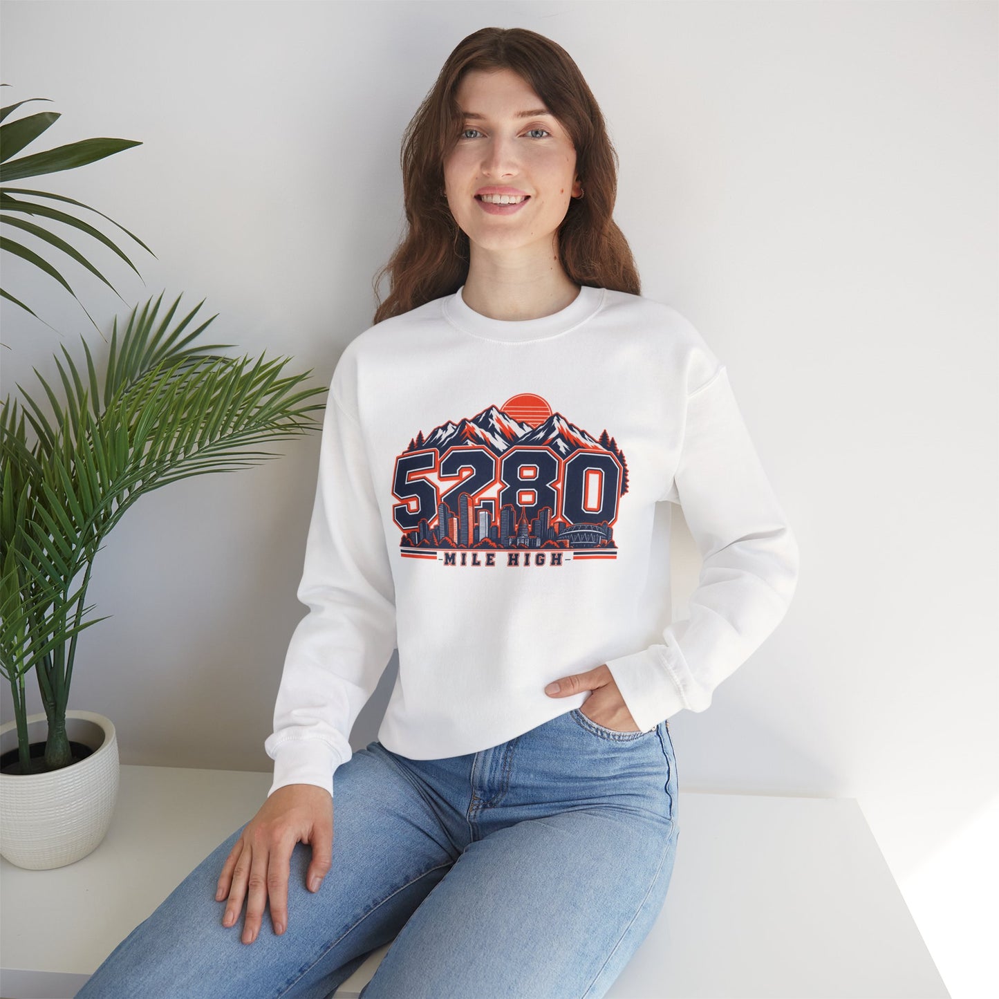 5280 Mile High Sweatshirt — Denver Mountain Graphic Crewneck