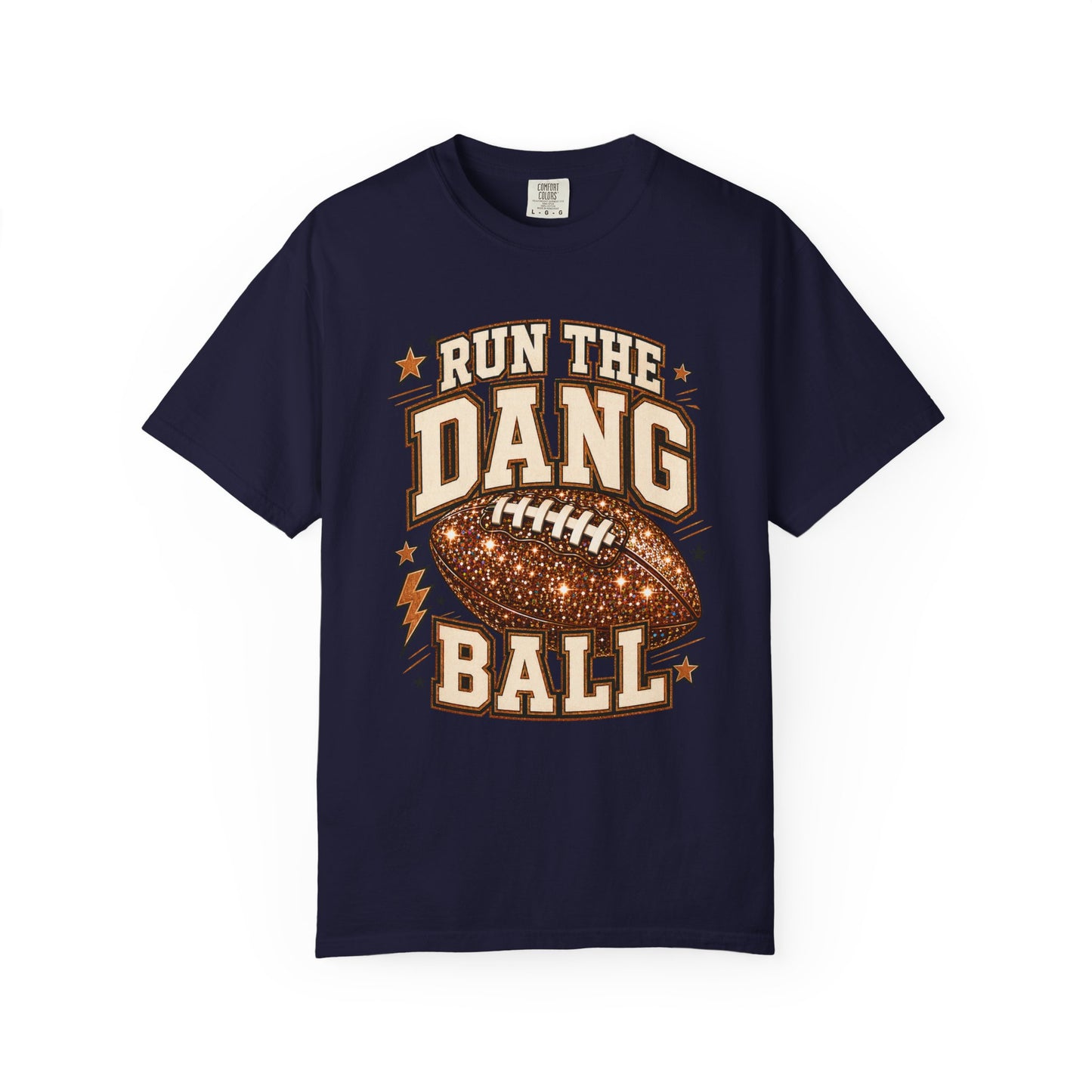 Run the Dang Ball Football T-Shirt — Retro Glitter Football Graphic Tee