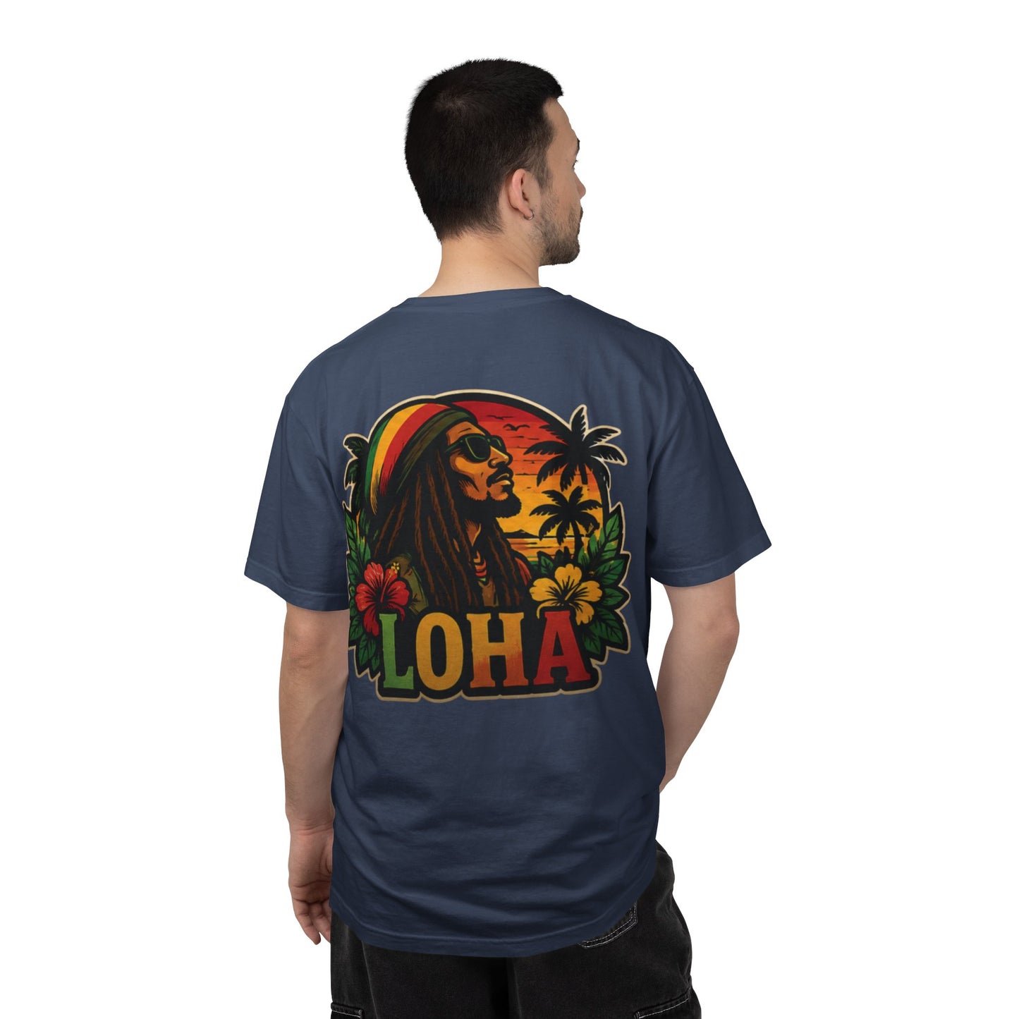 Rasta Aloha T-Shirt — "LOHA" Reggae Sunset Tee