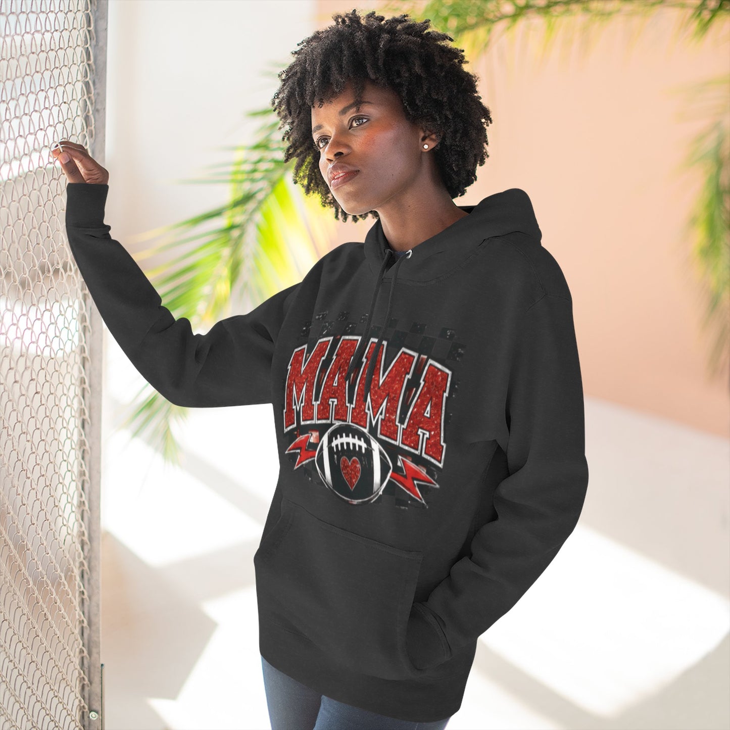 Mama Football Hoodie — #10 Player Mom Fleece Pullover