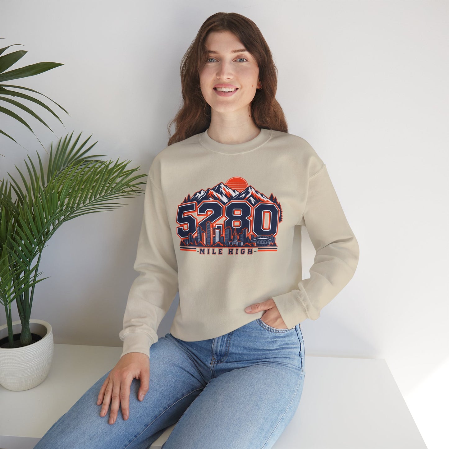 5280 Mile High Sweatshirt — Denver Mountain Graphic Crewneck