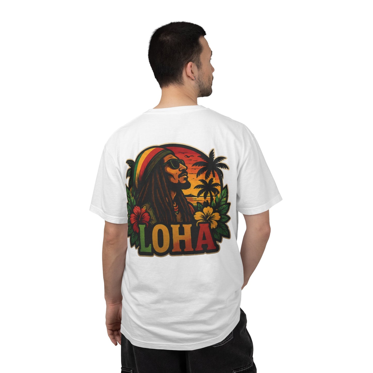 Rasta Aloha T-Shirt — "LOHA" Reggae Sunset Tee