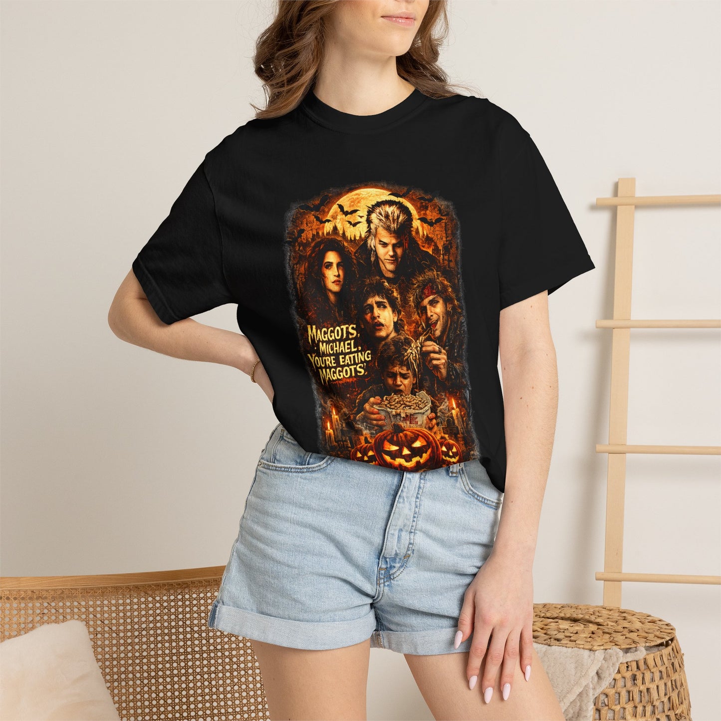 Horror Movie Collage T-shirt | Halloween Pumpkin Skull Design