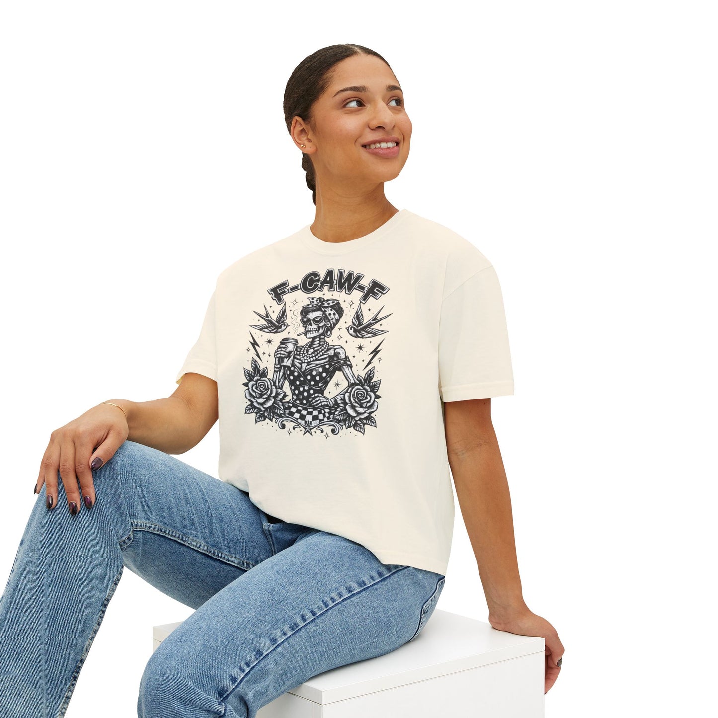 Graphic Tee — 'F-GAW-F' Retro Skull Pinup Design