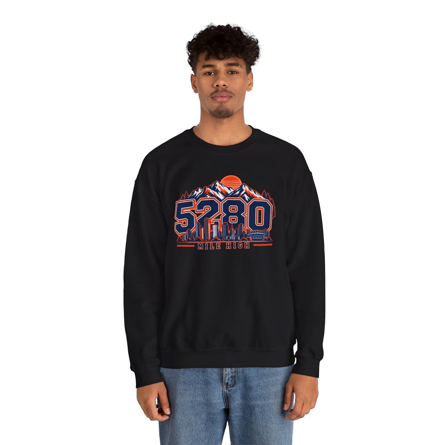 5280 Mile High Sweatshirt — Denver Mountain Graphic Crewneck